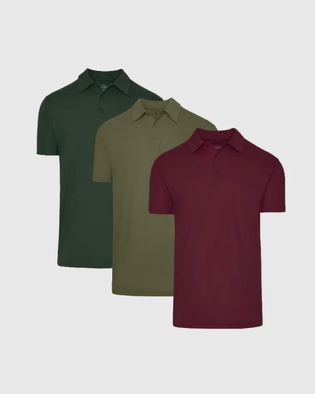 Deep Green Short Sleeve Polo 3-Pack sold by True Classic