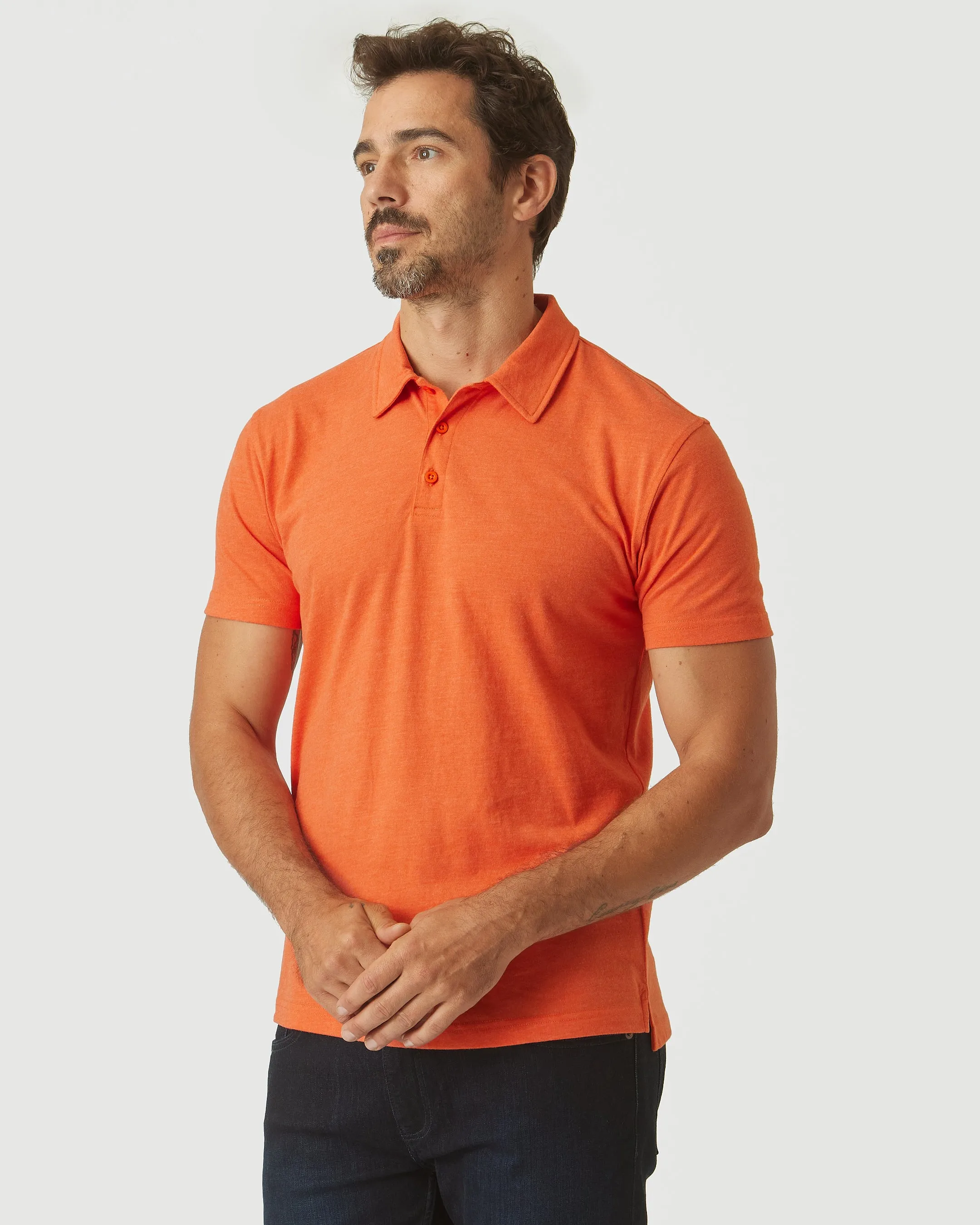 Burnt Orange Heather Short Sleeve Polo sold by True Classic product image thumbnail 4