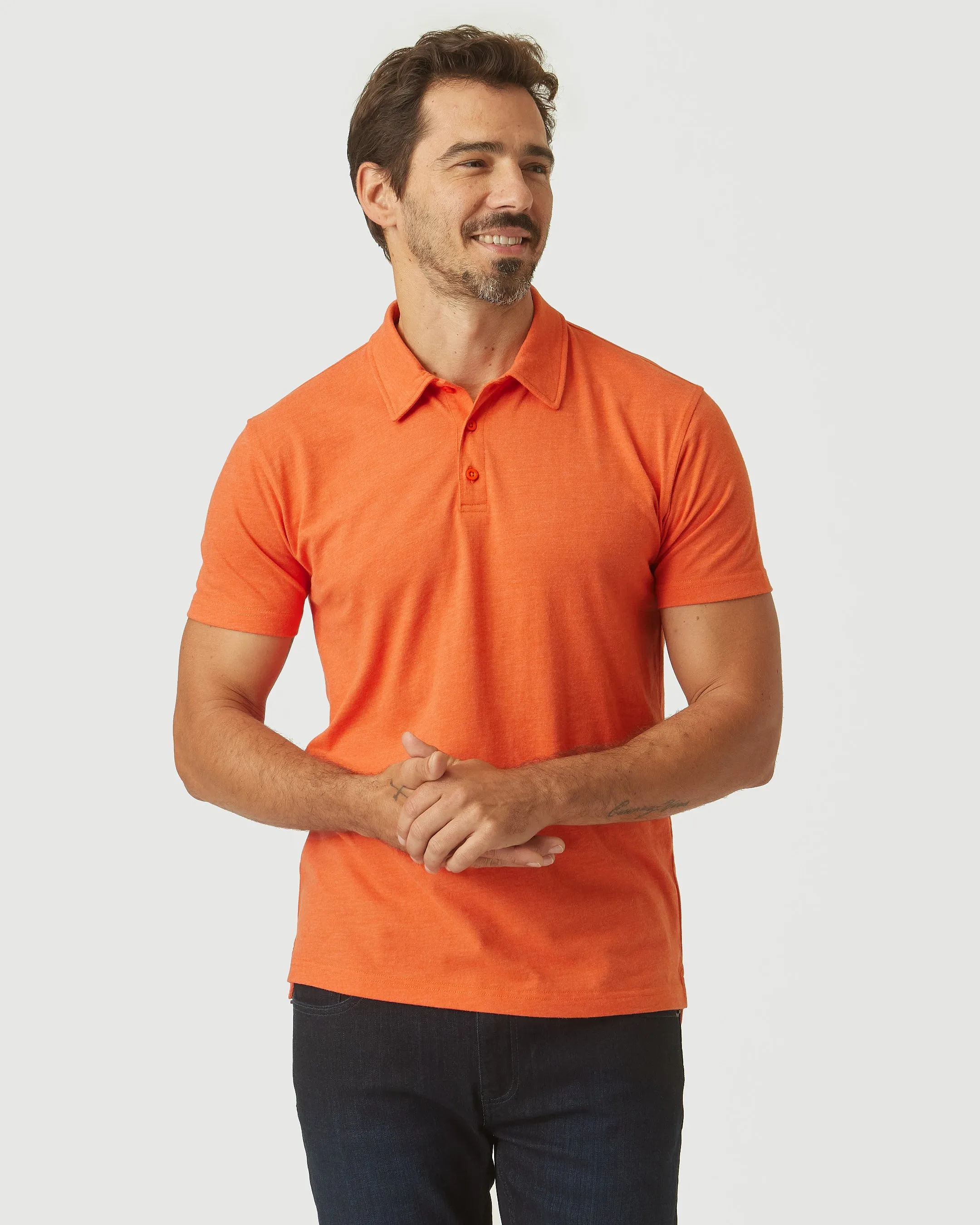 Burnt Orange Heather Short Sleeve Polo sold by True Classic