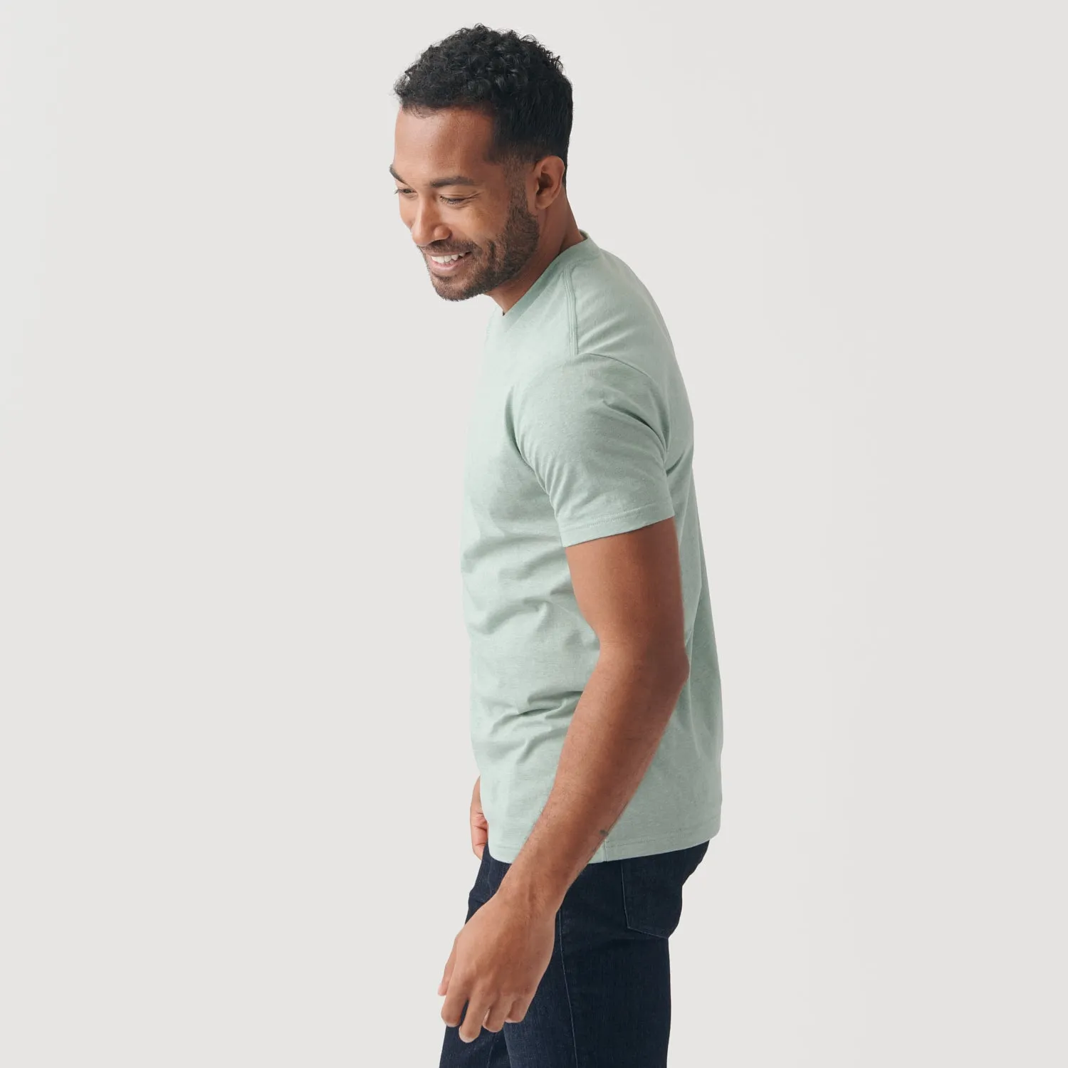 Heather Sage Short Sleeve Crew Neck Tee sold by True Classic product image thumbnail 4