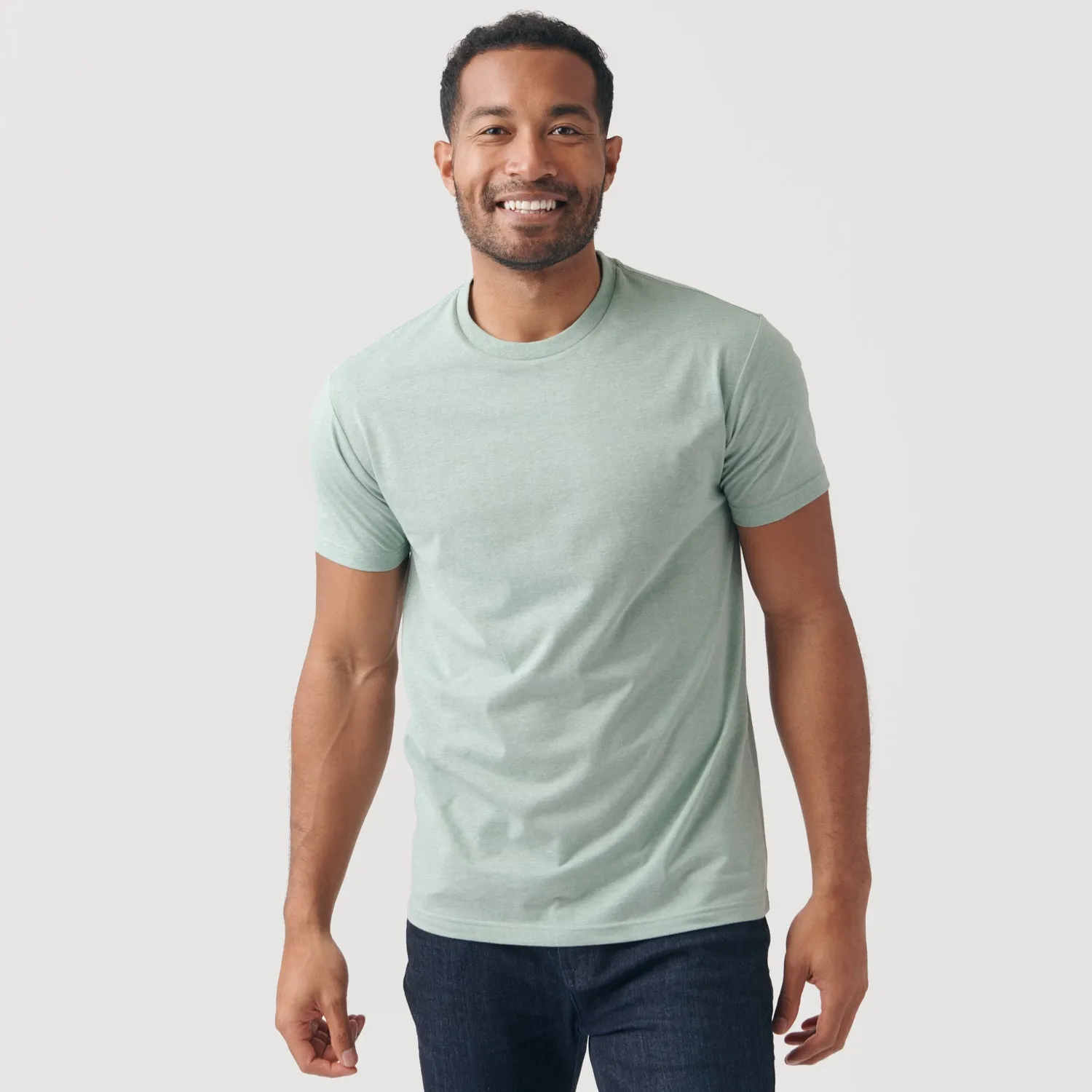 Heather Sage Short Sleeve Crew Neck Tee sold by True Classic