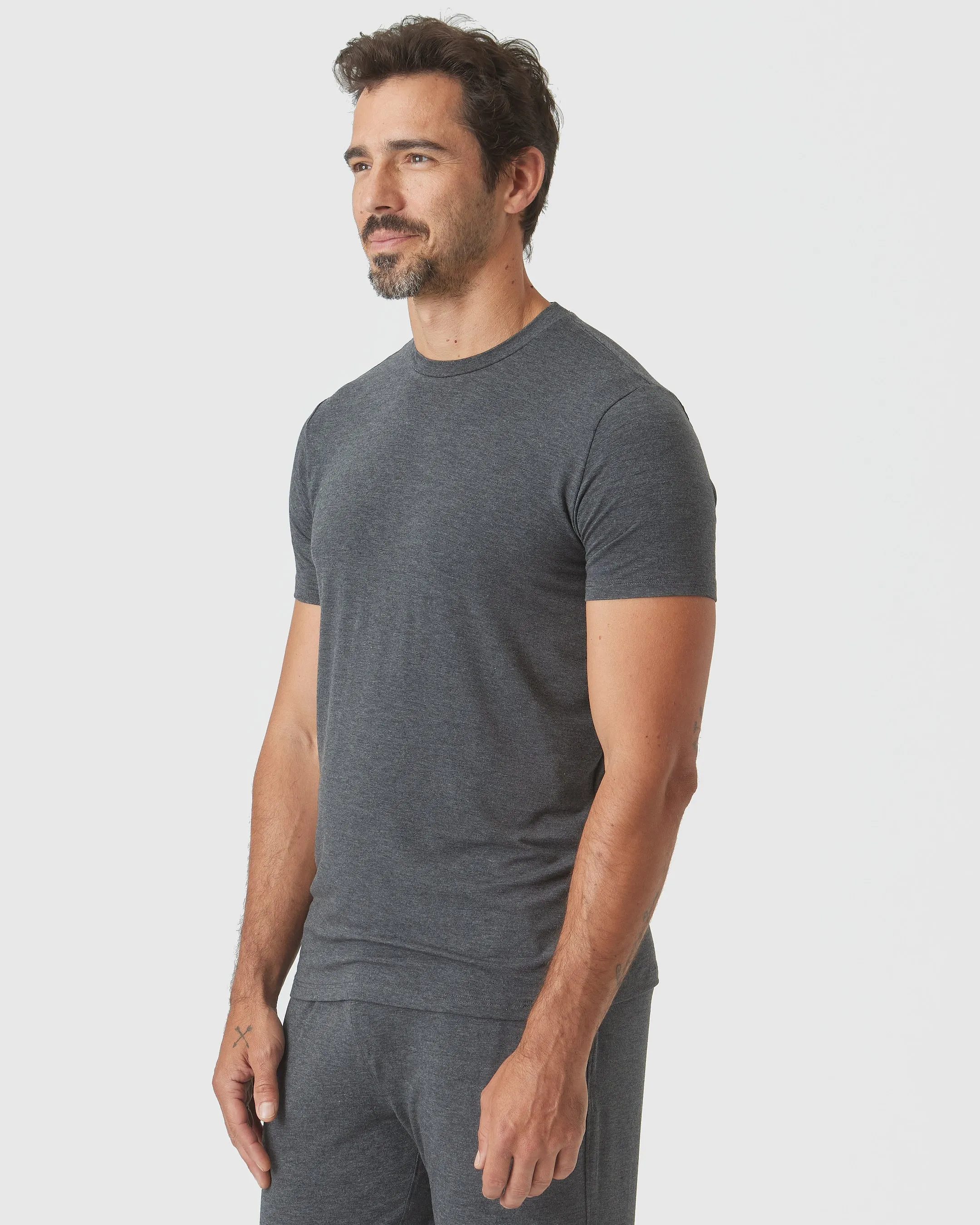 Charcoal Heather Gray Short Sleeve Loungewear Tee sold by True Classic product image thumbnail 4
