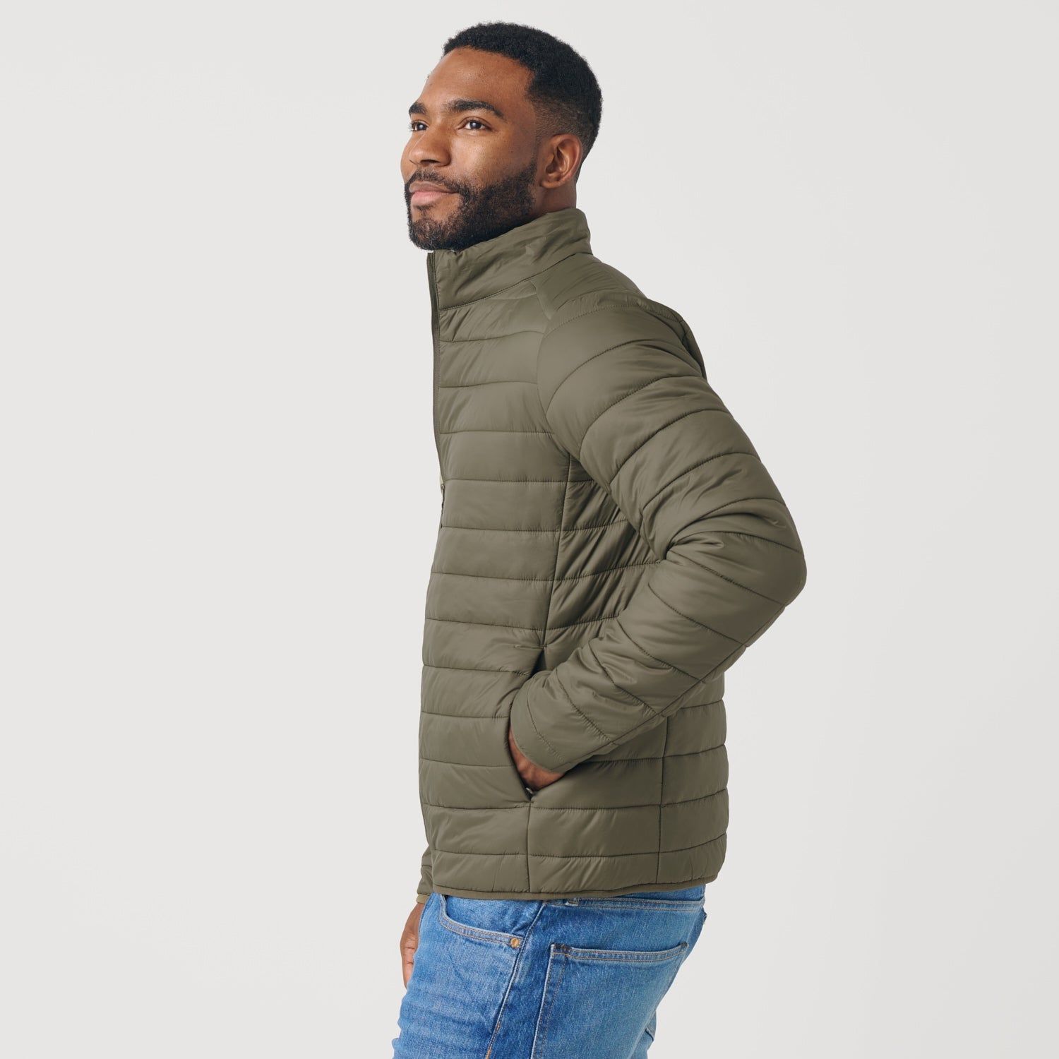 Military Green Quilted Puffer Jacket sold by True Classic product image thumbnail 4