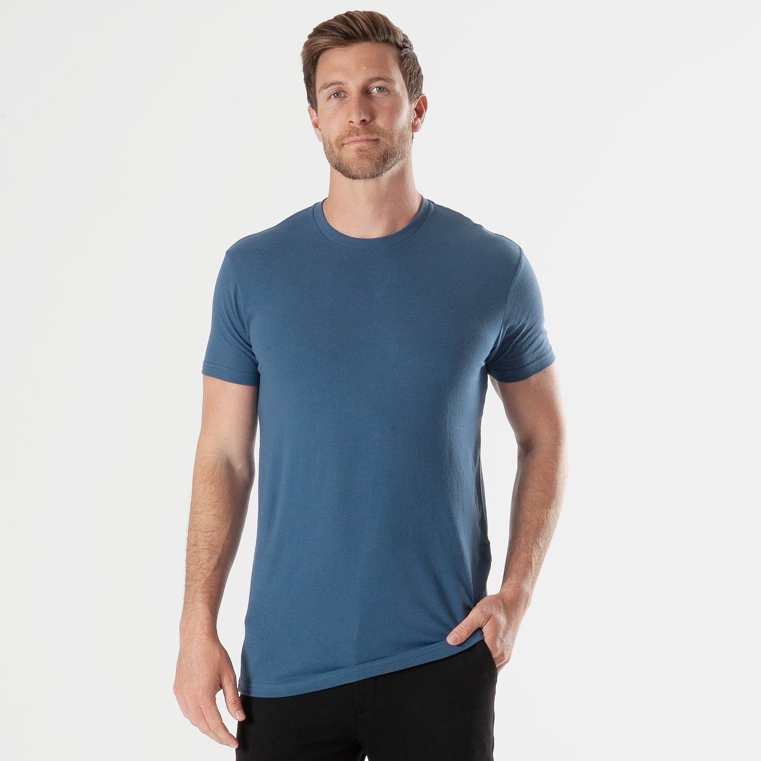 Stone Blue Tall Straight Hem Crew Neck T-Shirt sold by True Classic