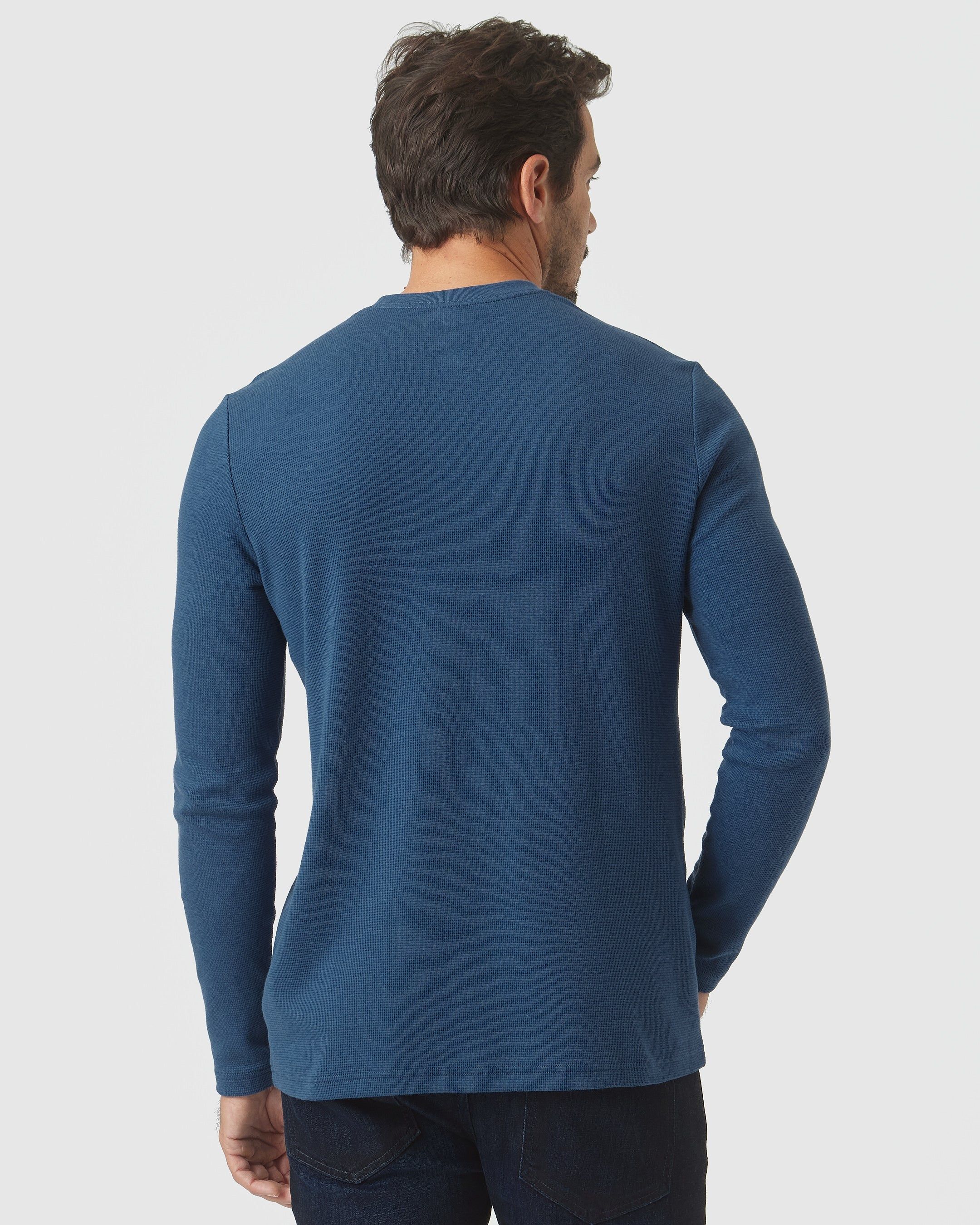 Deep Sea Blue Long Sleeve Waffle Crew sold by True Classic product image thumbnail 3