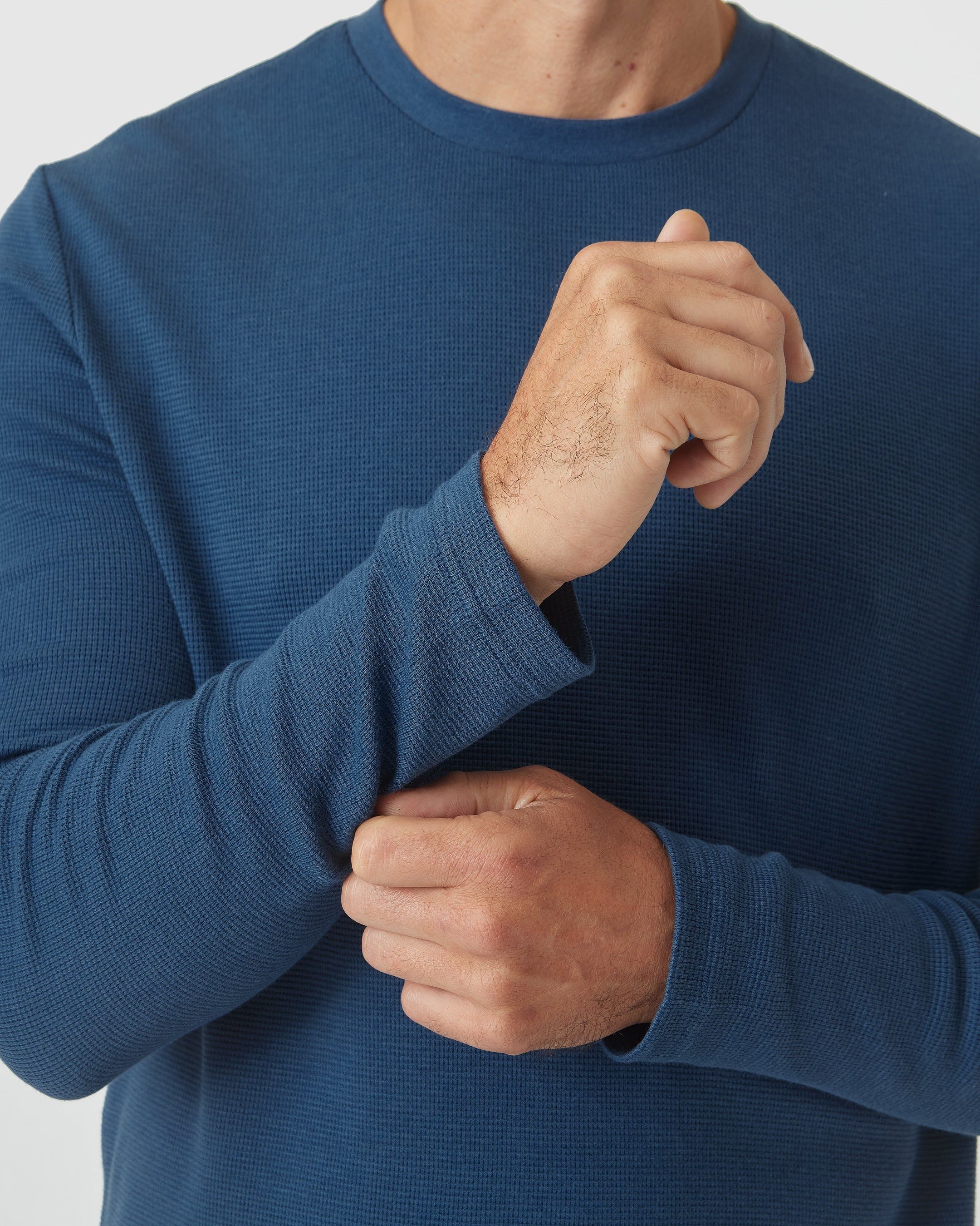 Deep Sea Blue Long Sleeve Waffle Crew sold by True Classic product image thumbnail 5