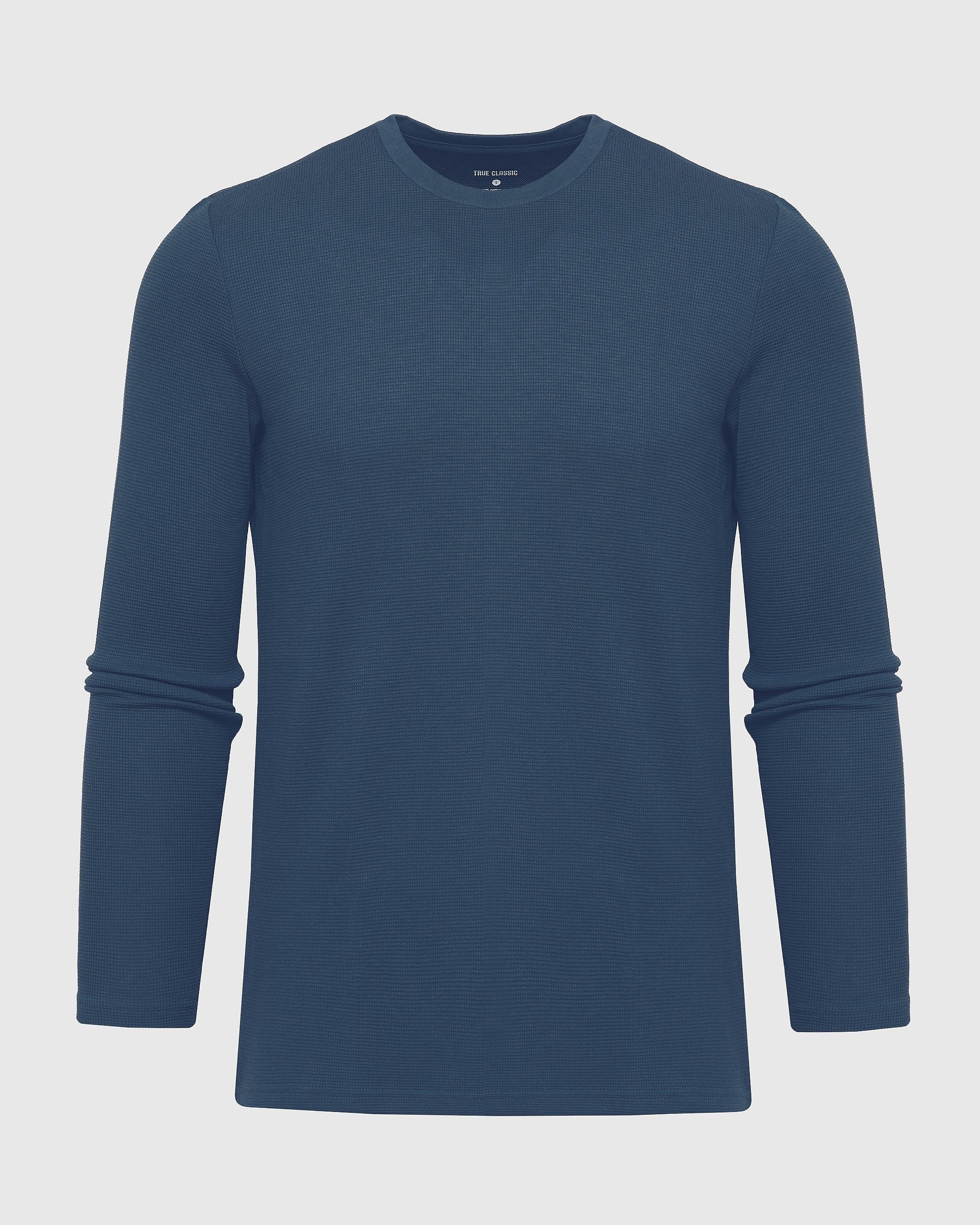 Deep Sea Blue Long Sleeve Waffle Crew sold by True Classic product image thumbnail 2