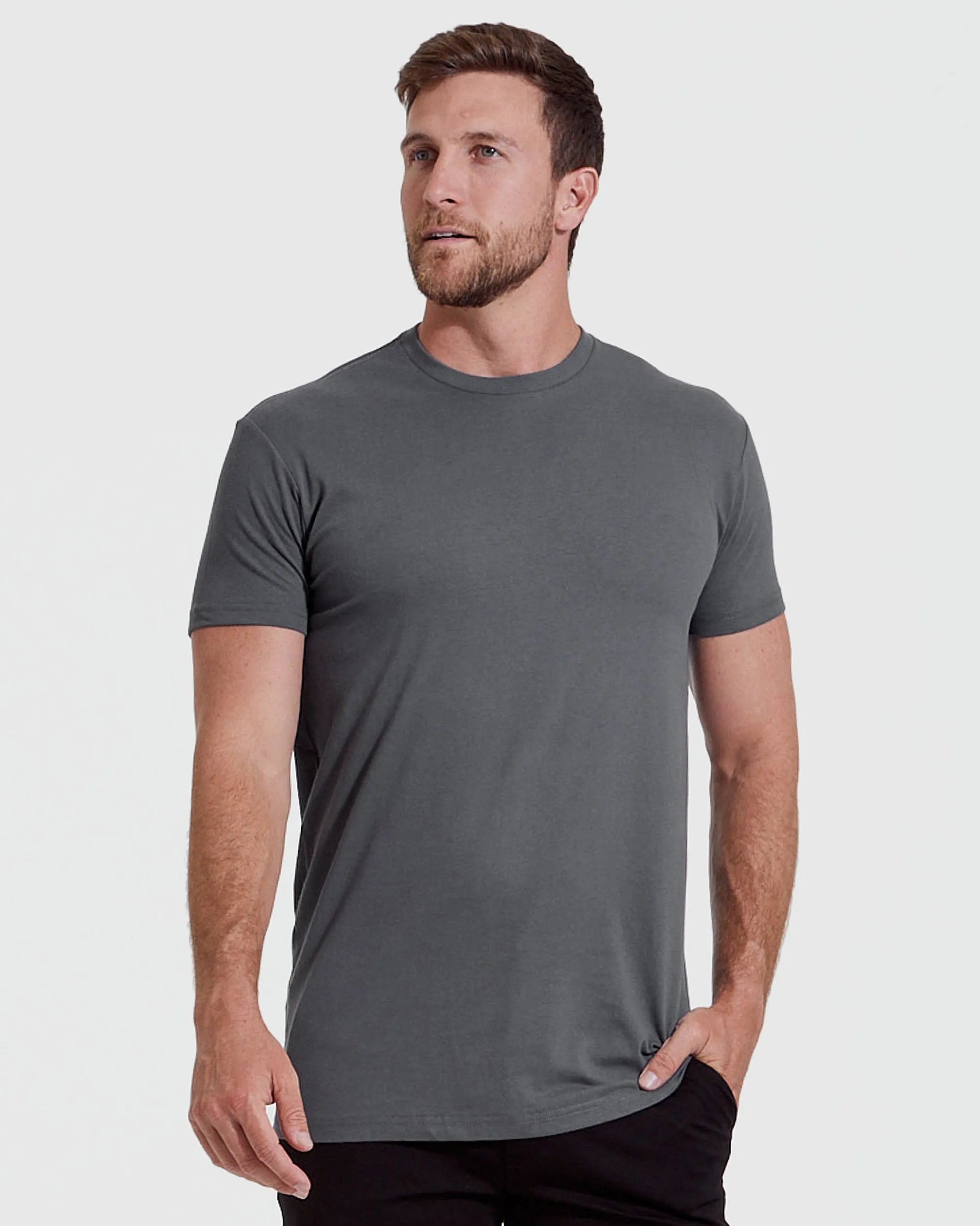 Carbon Tall Round Hem Crew Neck T-Shirt sold by True Classic