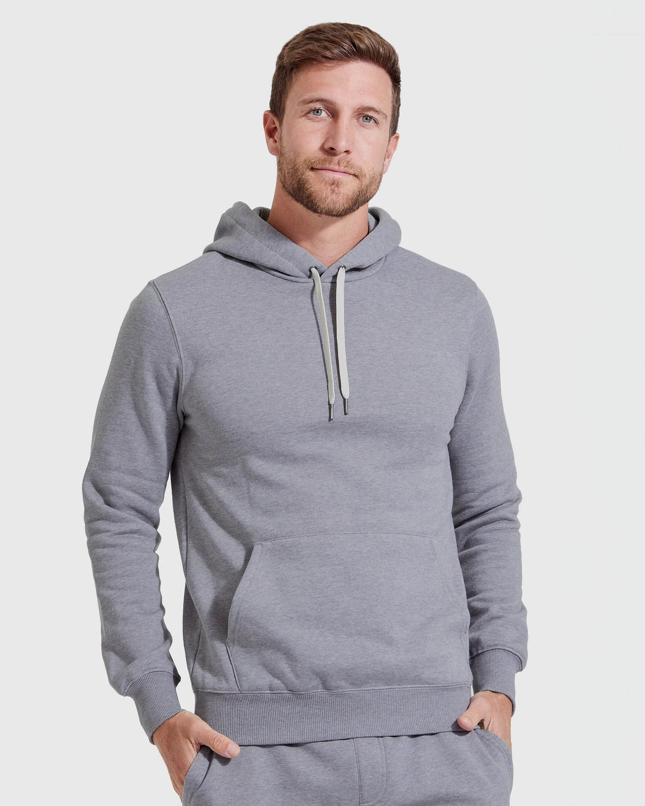 Heather Gray Fleece French Terry Pullover Hoodie sold by True Classic