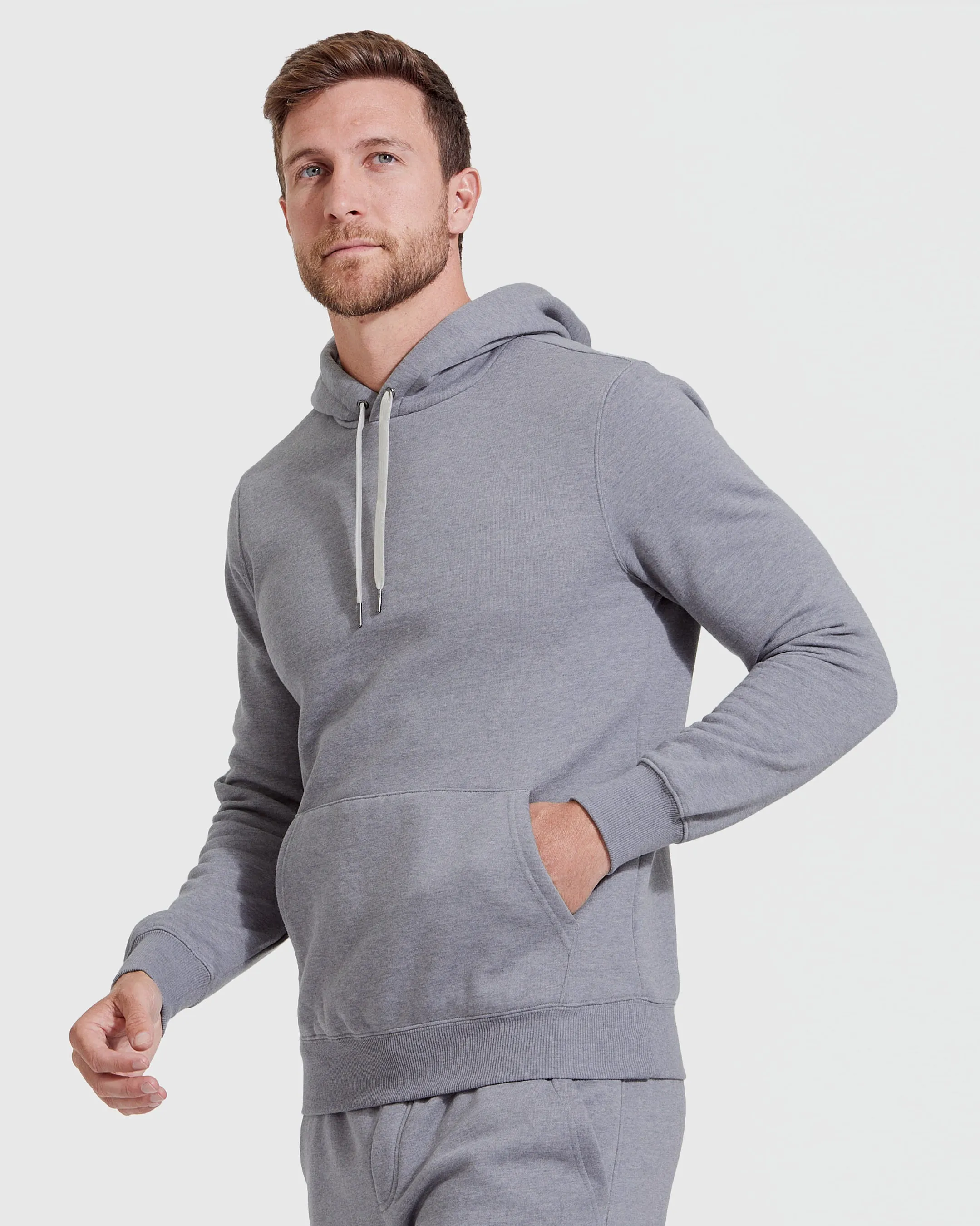Heather Gray Fleece French Terry Pullover Hoodie sold by True Classic product image thumbnail 3