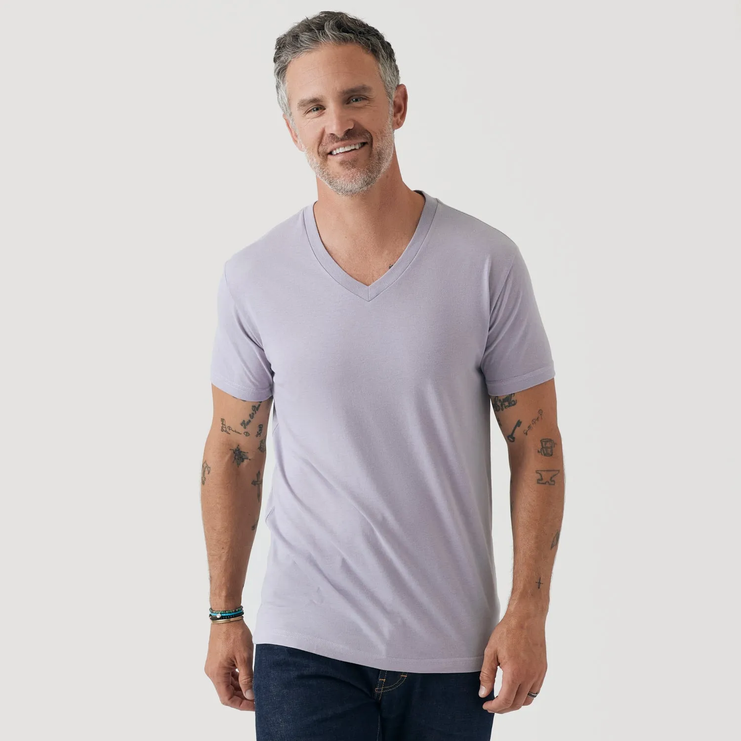 Lilac Gray V Neck T Shirt sold by True Classic