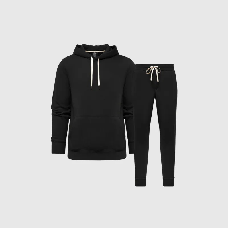 Black Fleece Pullover Hoodie and Jogger Set sold by True Classic
