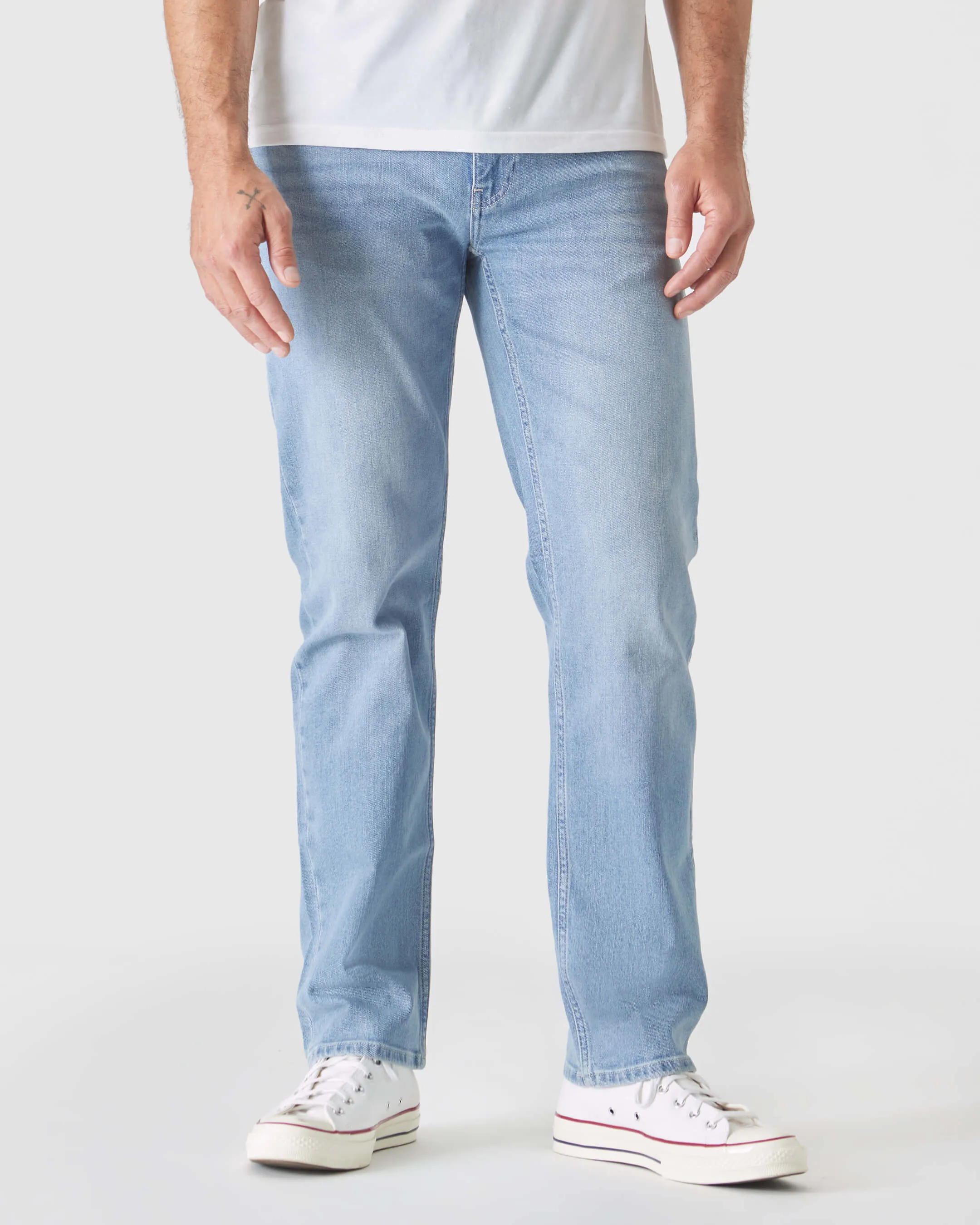 Light Indigo Wash Straight Authentic Denim Jeans sold by True Classic