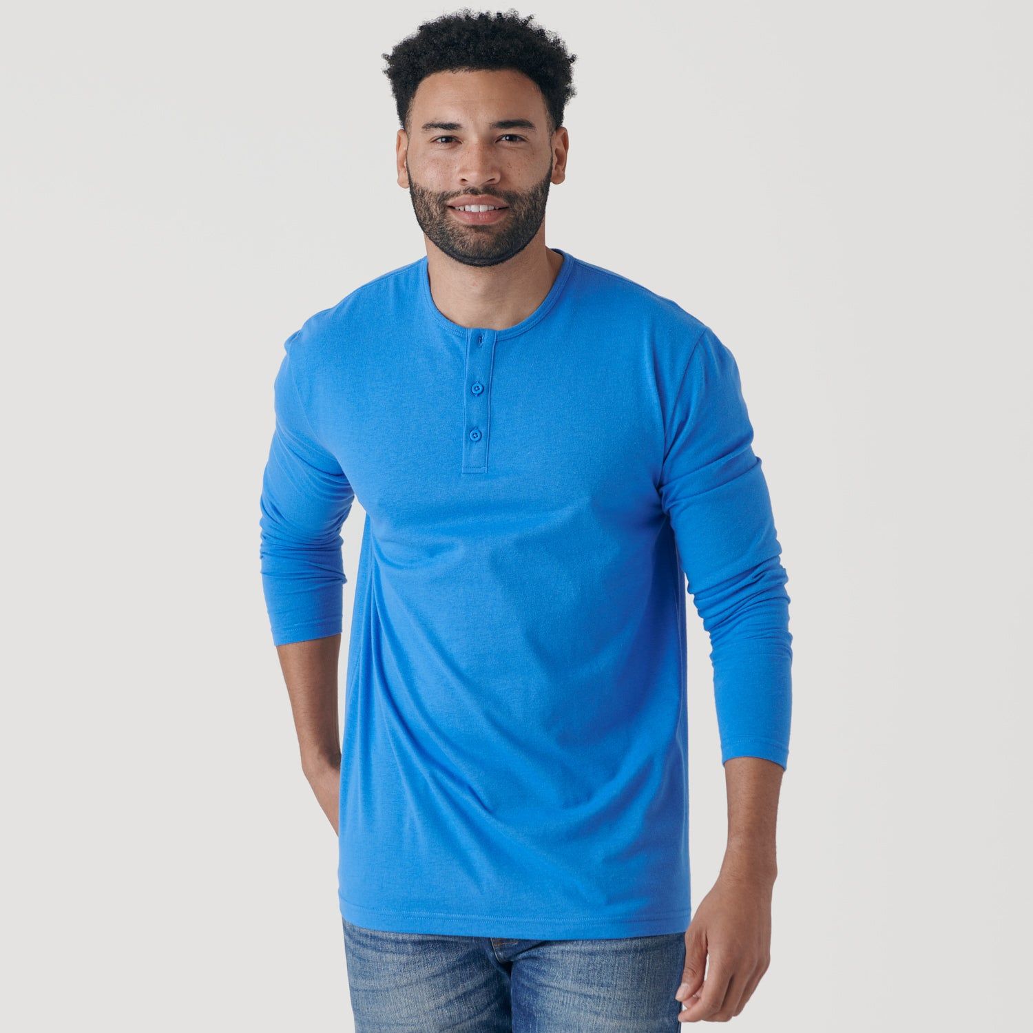 Periwinkle Blue Long Sleeve Henley sold by True Classic