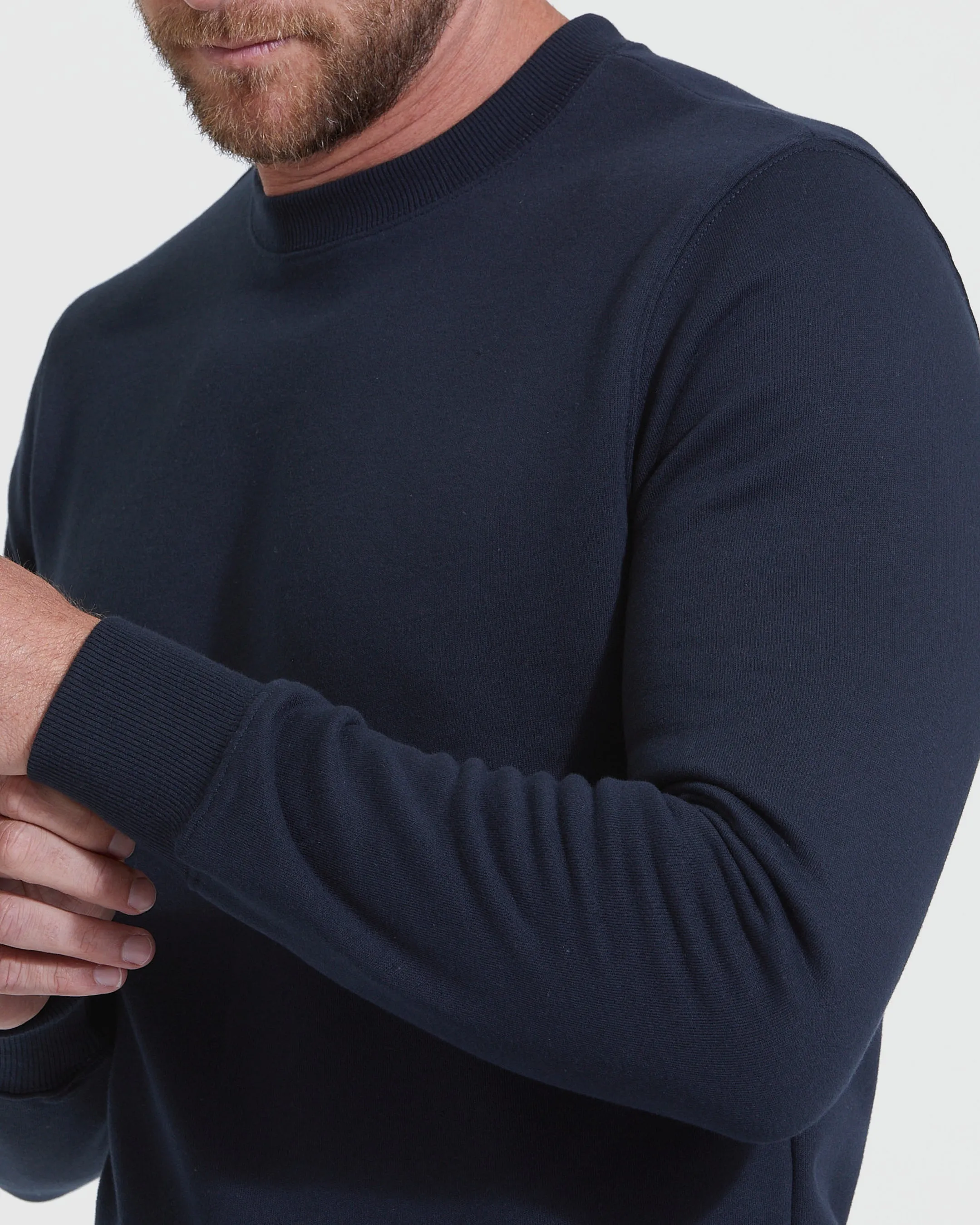 Navy Fleece French Terry Pullover Crew Neck sold by True Classic product image thumbnail 4