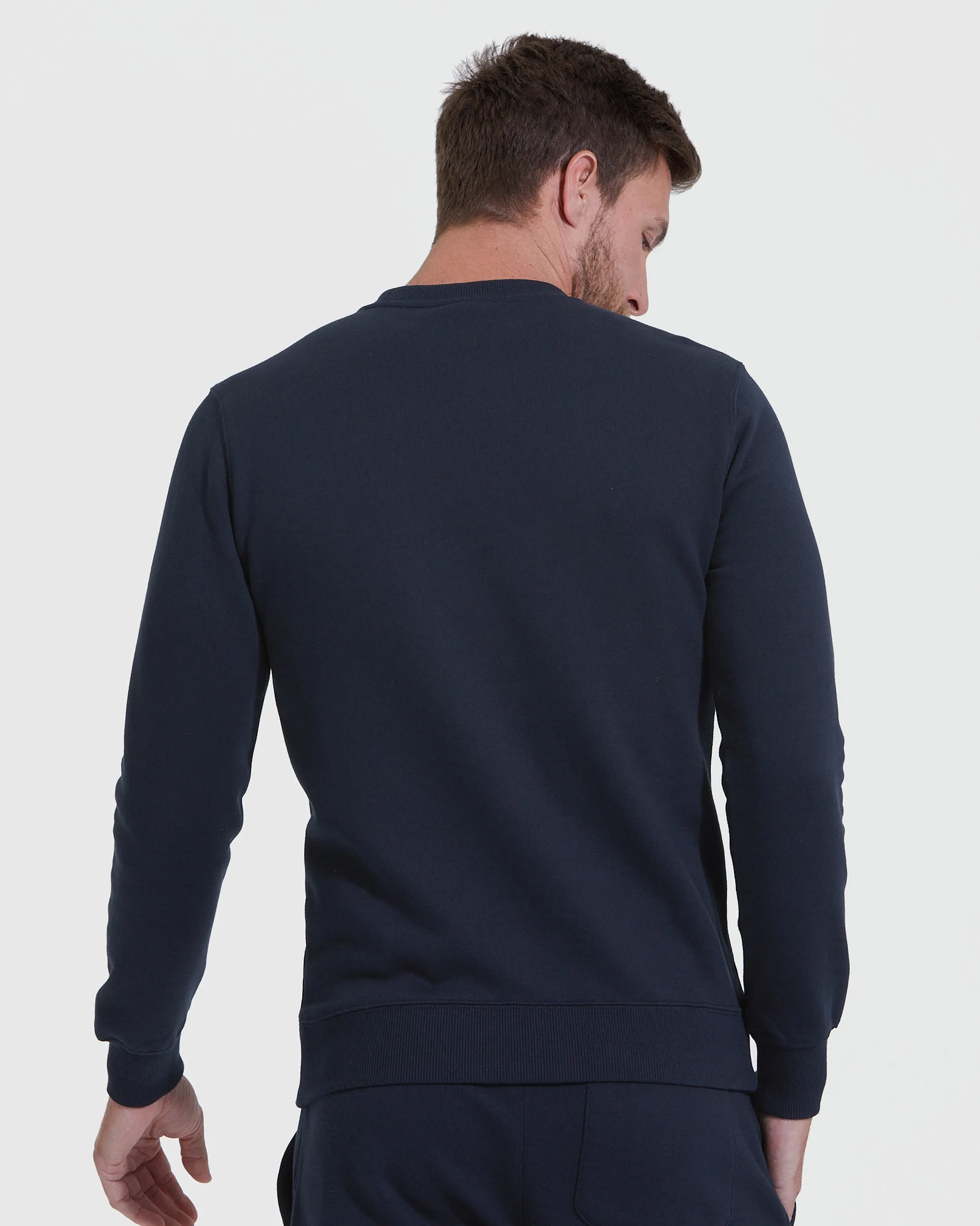 Navy Fleece French Terry Pullover Crew Neck sold by True Classic product image thumbnail 3
