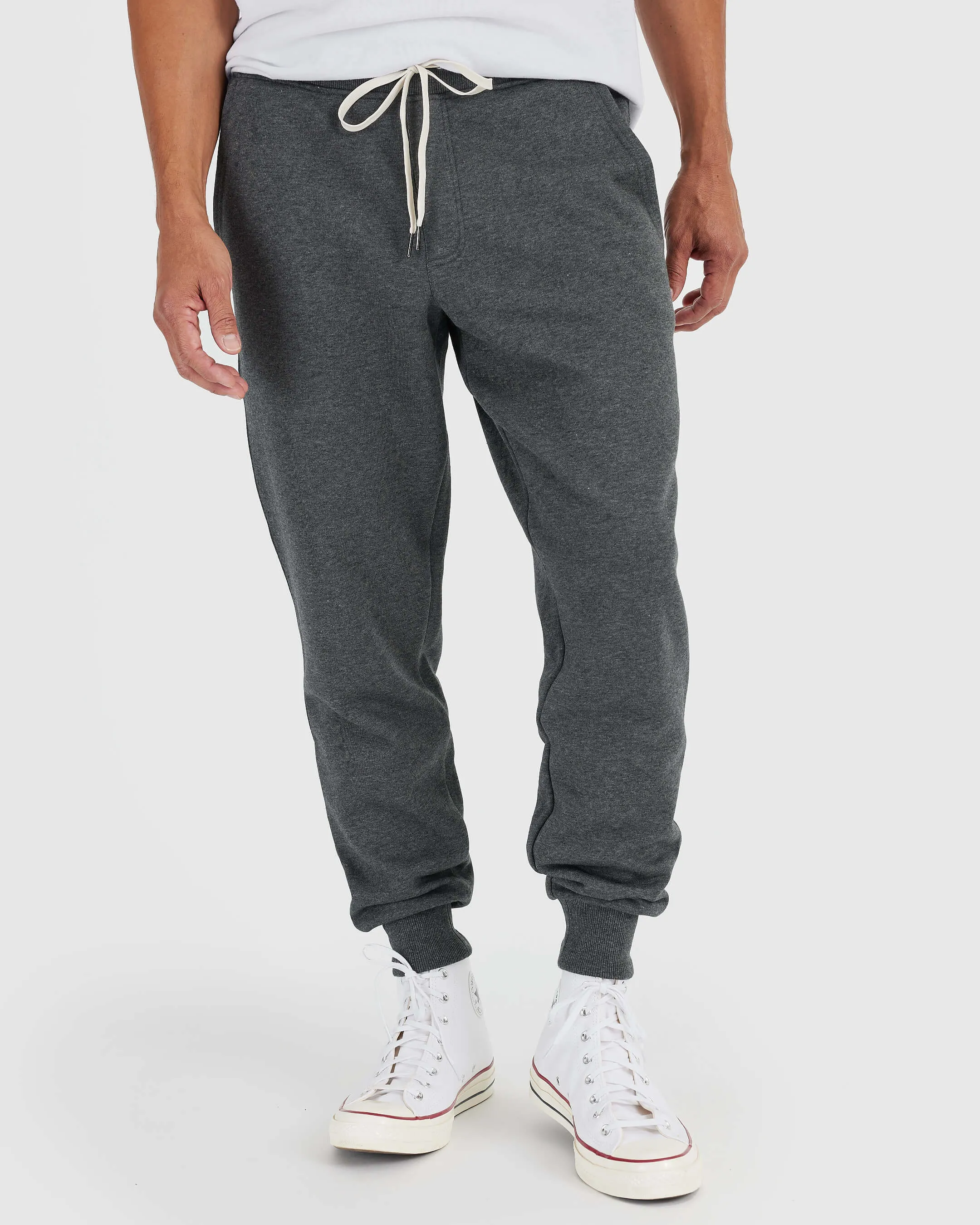 Charcoal Heather Gray Fleece French Terry Joggers sold by True Classic