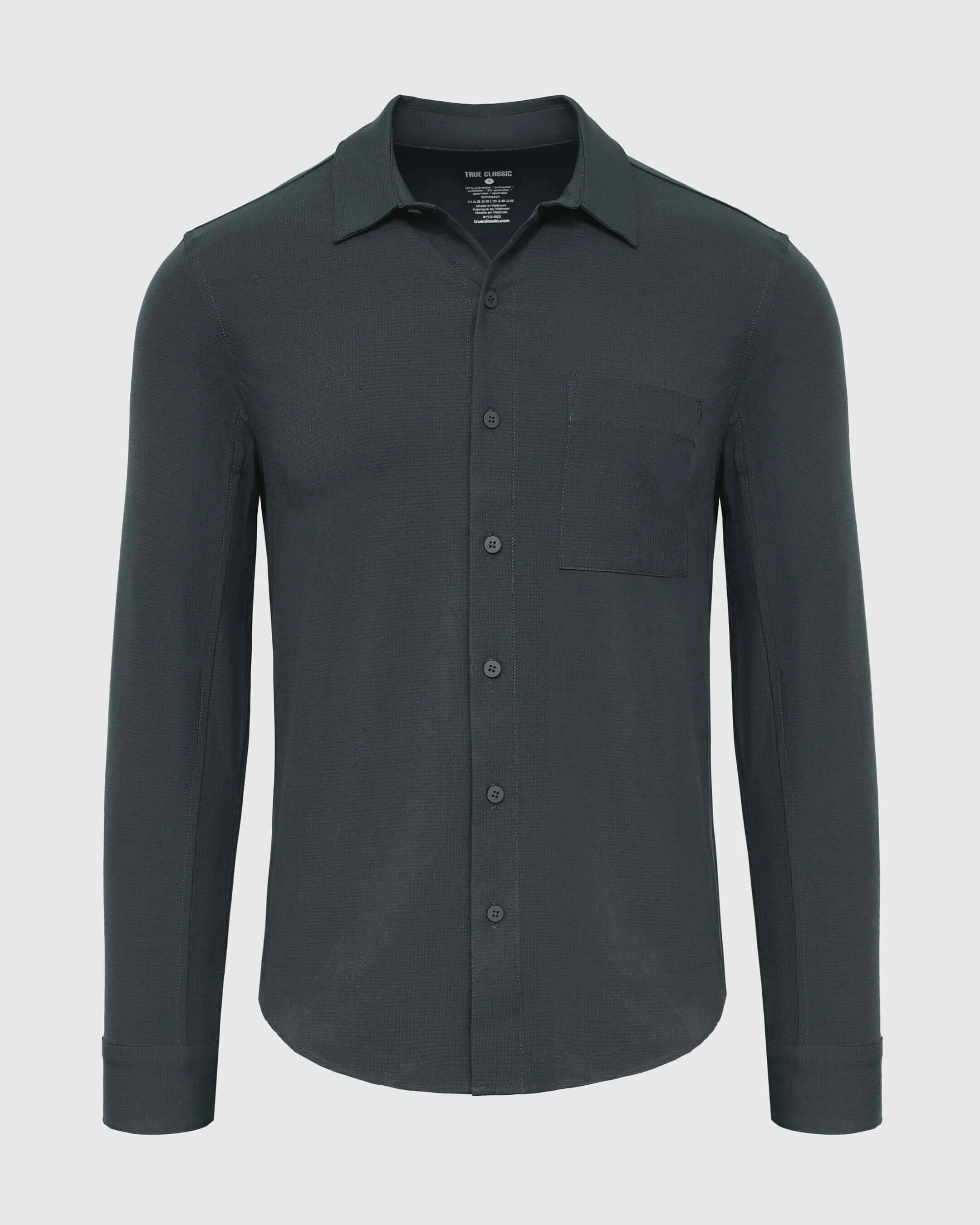 Heather Navy Long Sleeve Ripstop Commuter Shirt sold by True Classic product image thumbnail 2