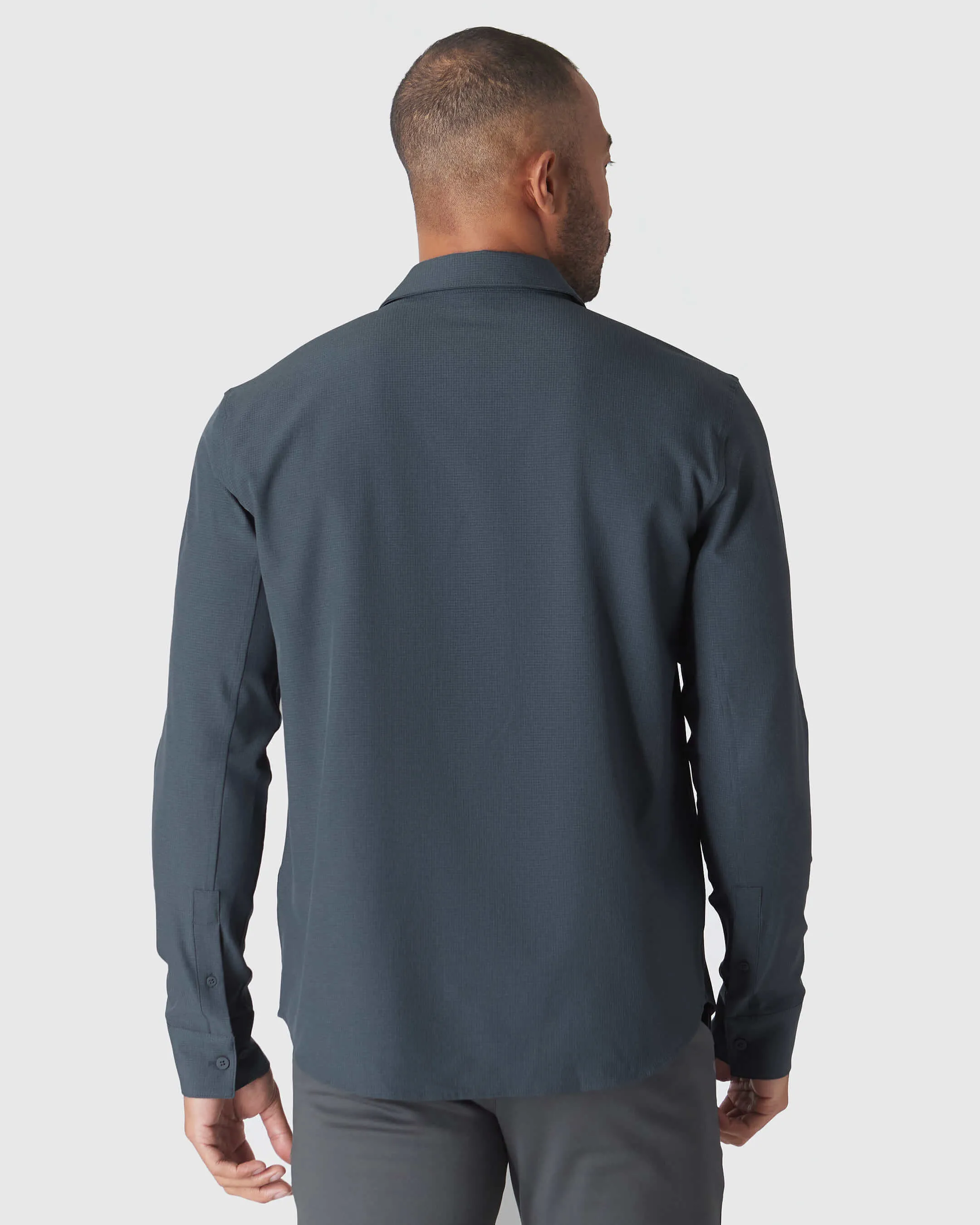 Heather Navy Long Sleeve Ripstop Commuter Shirt sold by True Classic product image thumbnail 3