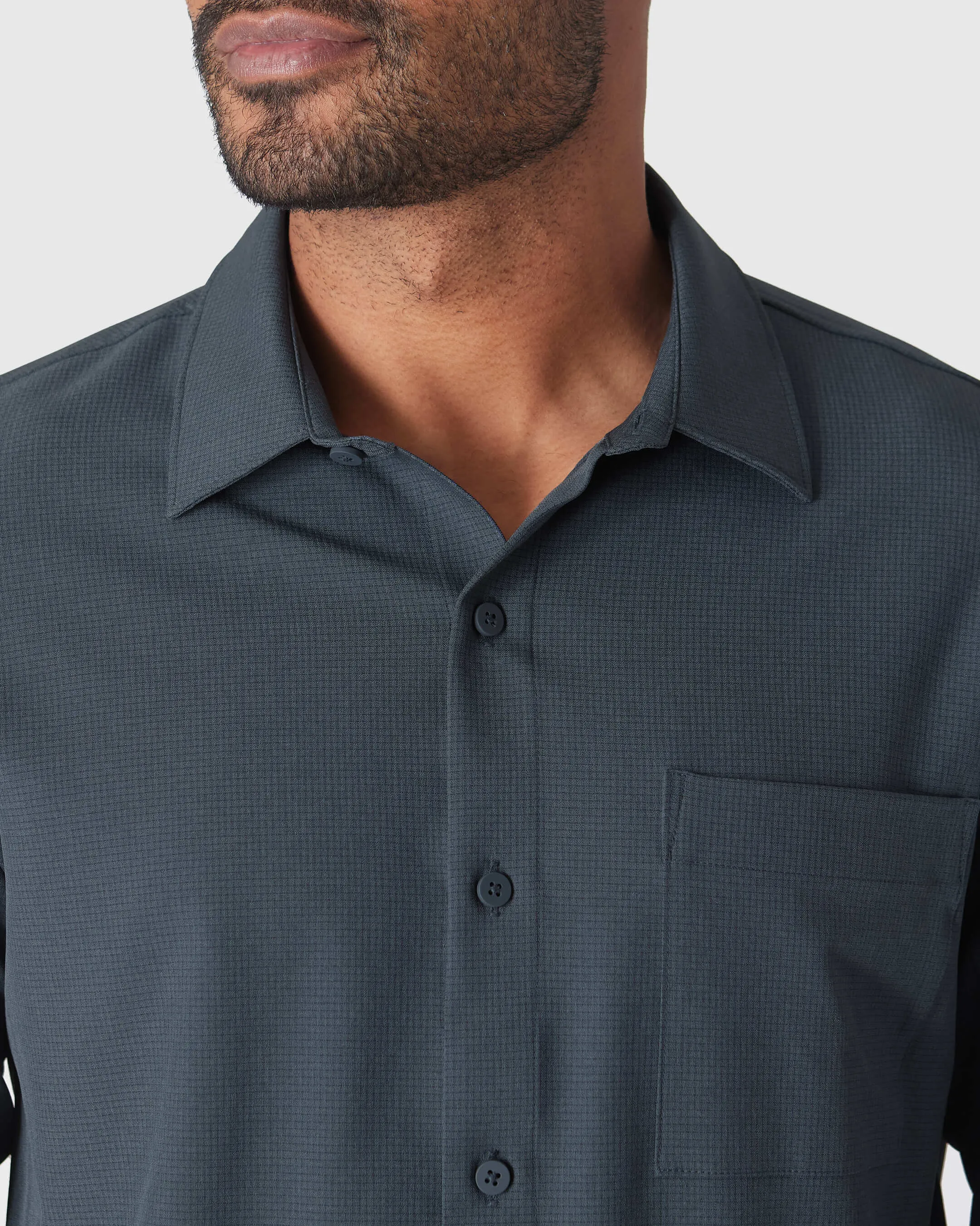 Heather Navy Long Sleeve Ripstop Commuter Shirt sold by True Classic product image thumbnail 5