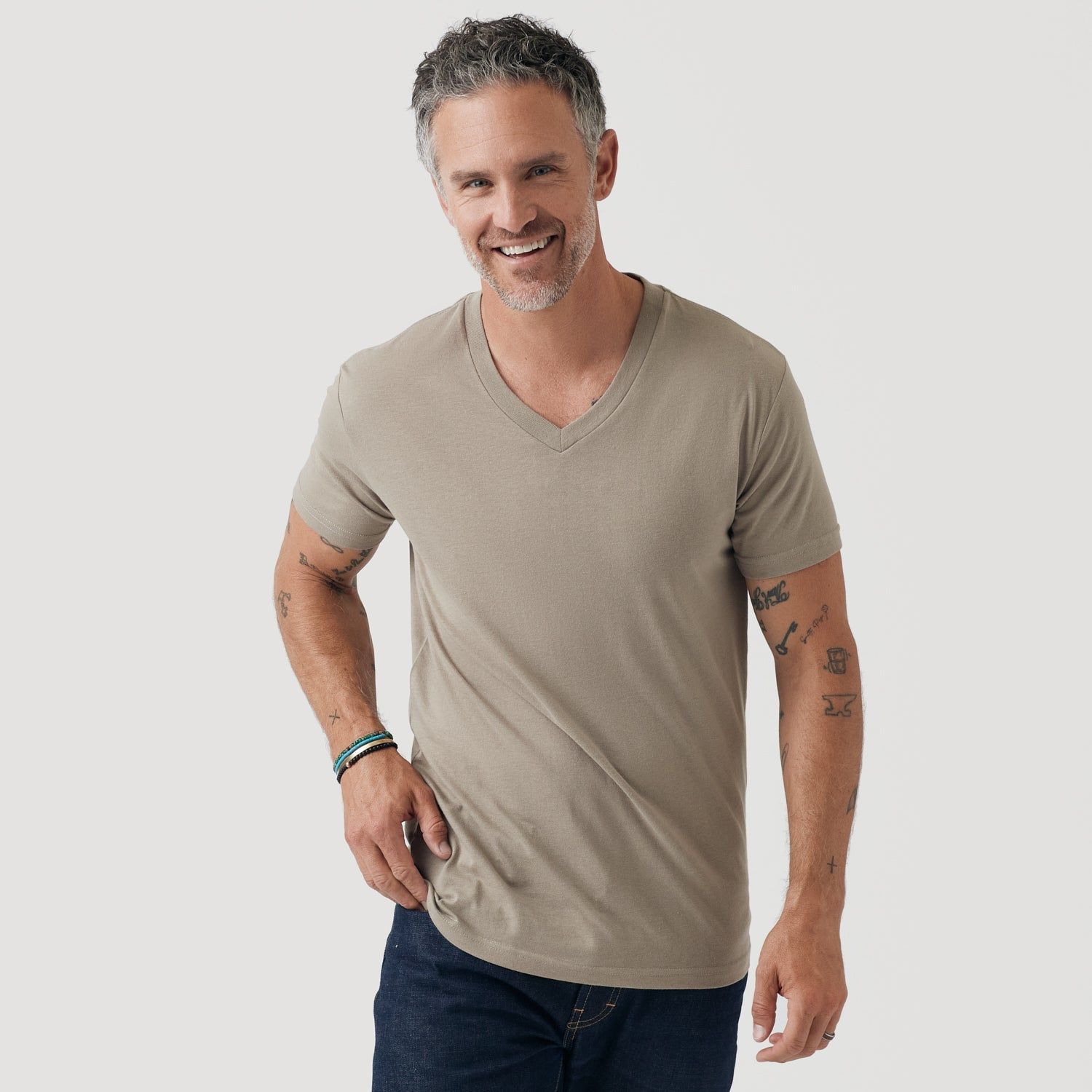 Military Beige V-Neck T-Shirt sold by True Classic