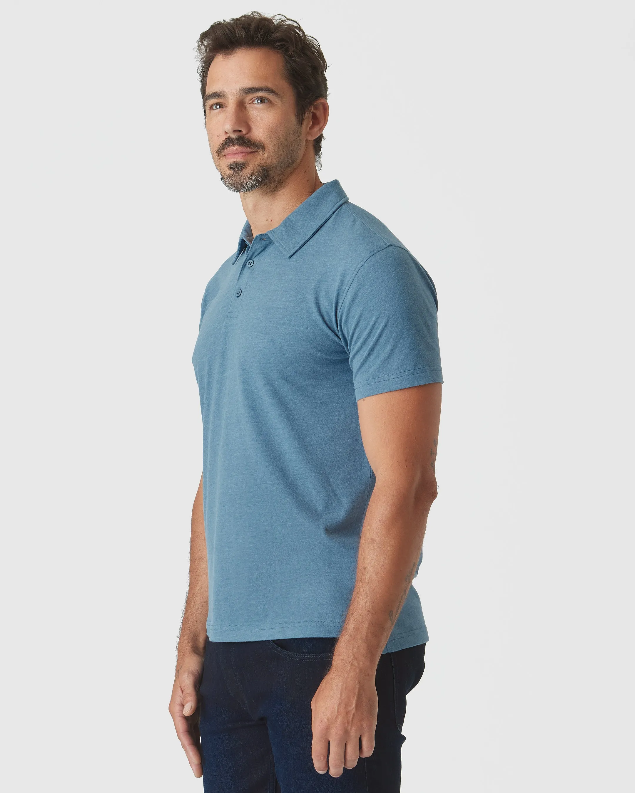 Blue Lake Heather Short Sleeve Polo sold by True Classic product image thumbnail 4