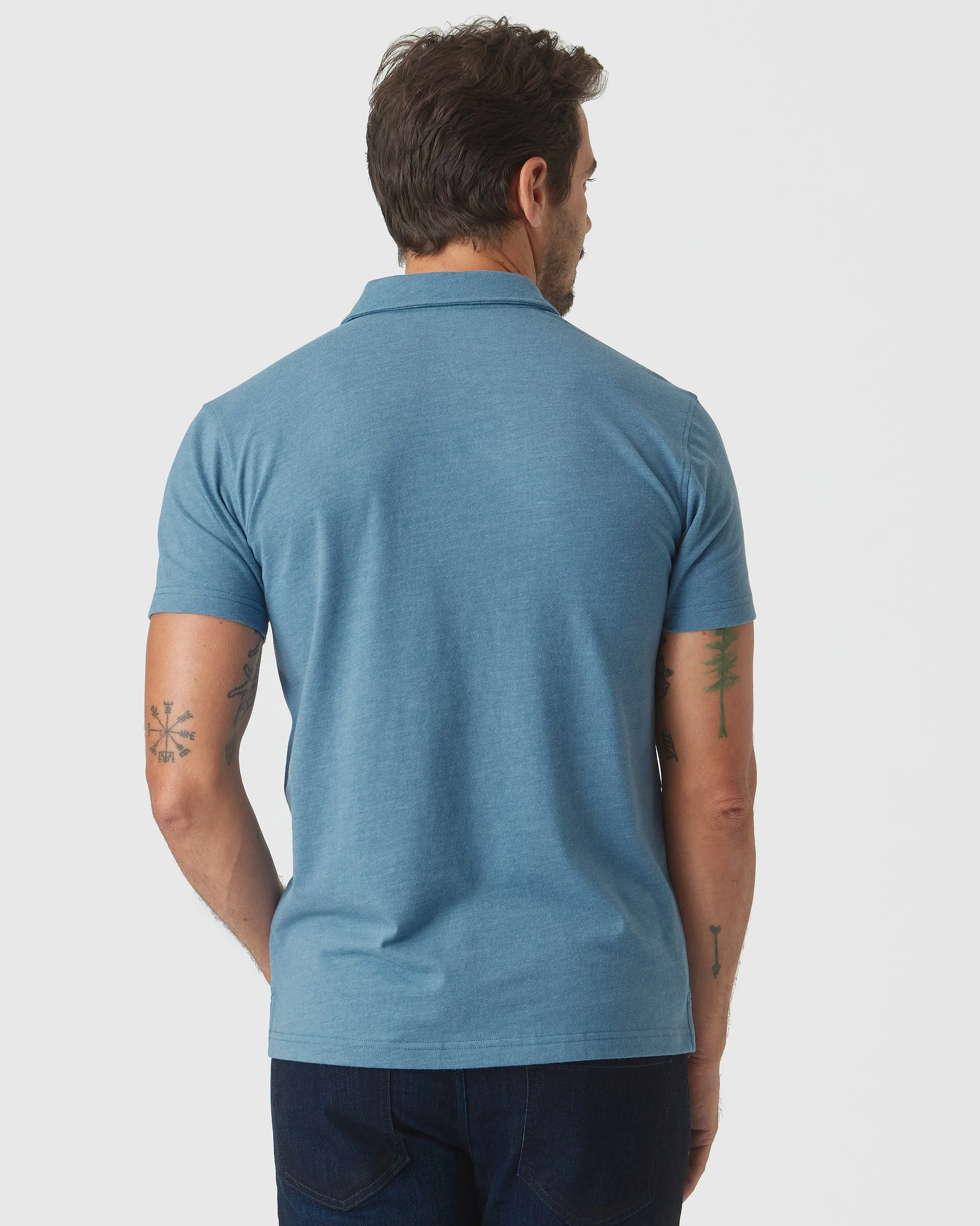 Blue Lake Heather Short Sleeve Polo sold by True Classic product image thumbnail 3