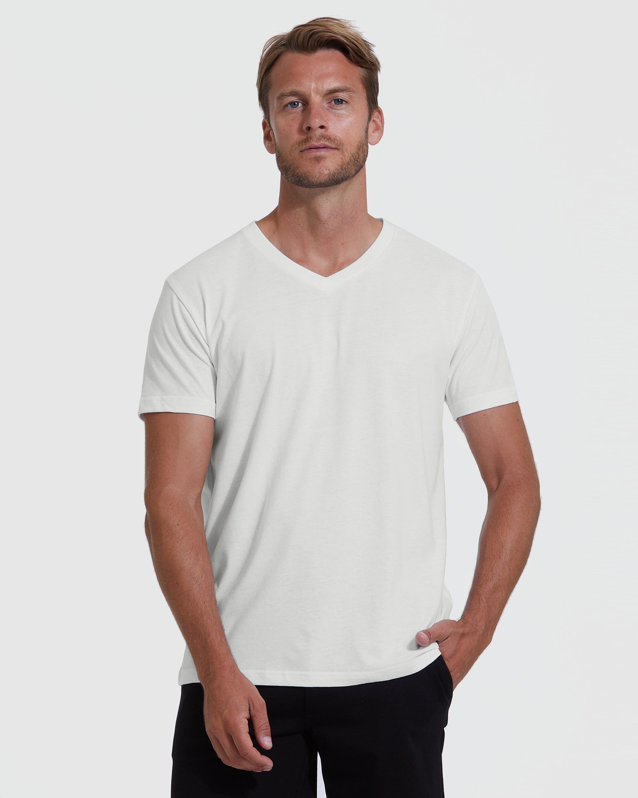Off White V-Neck T-Shirt sold by True Classic