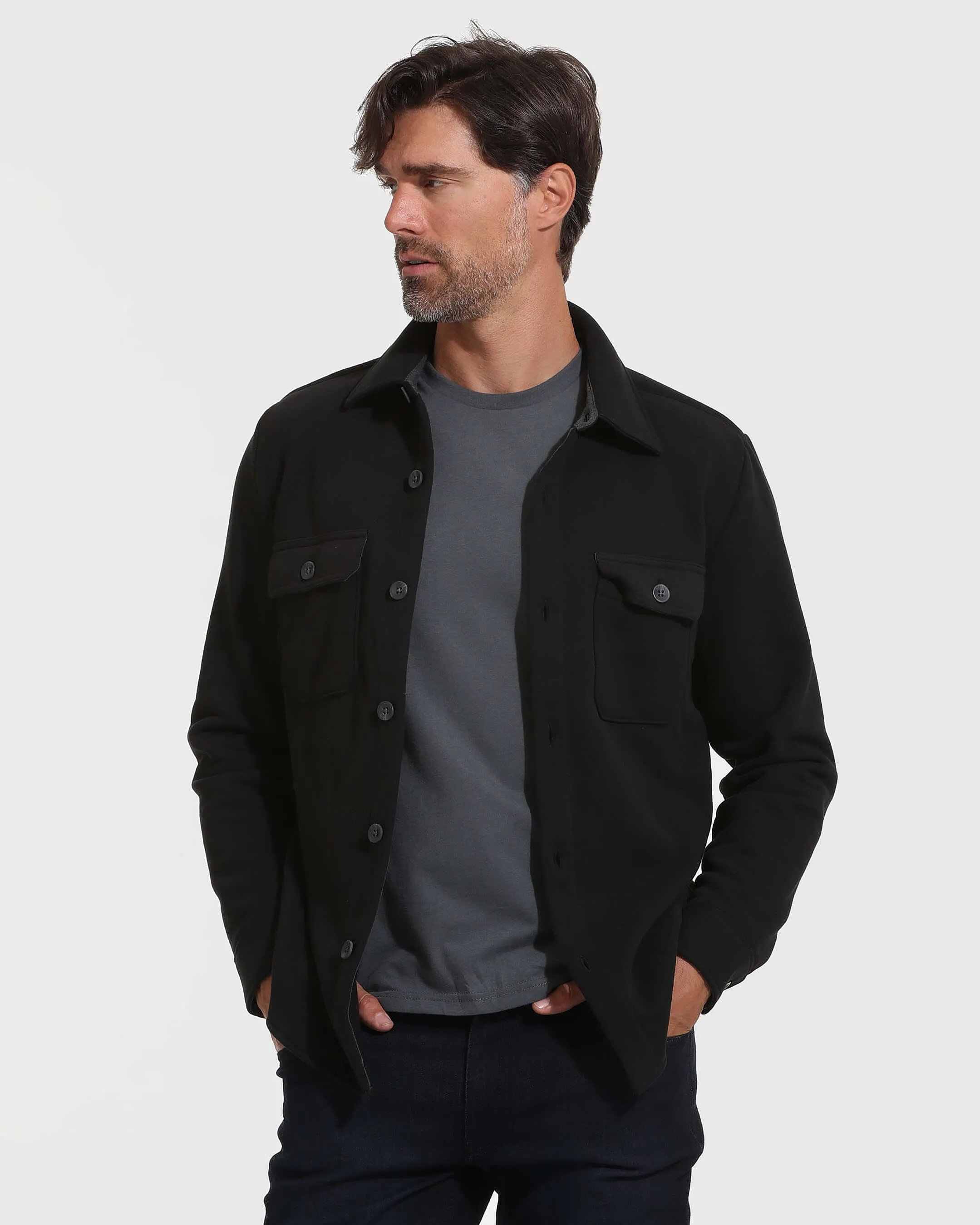 Black Fleece Shacket sold by True Classic