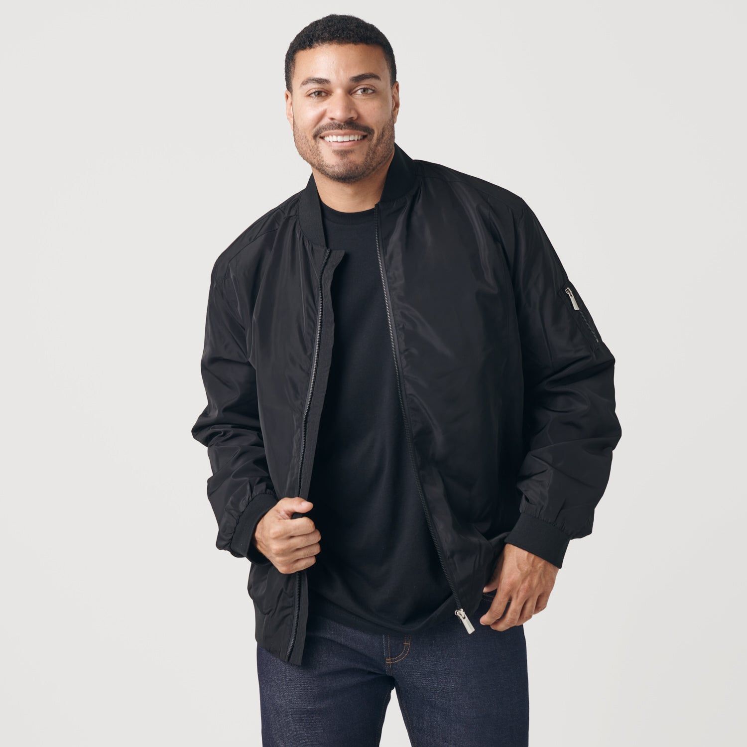 Black Bomber Jacket sold by True Classic