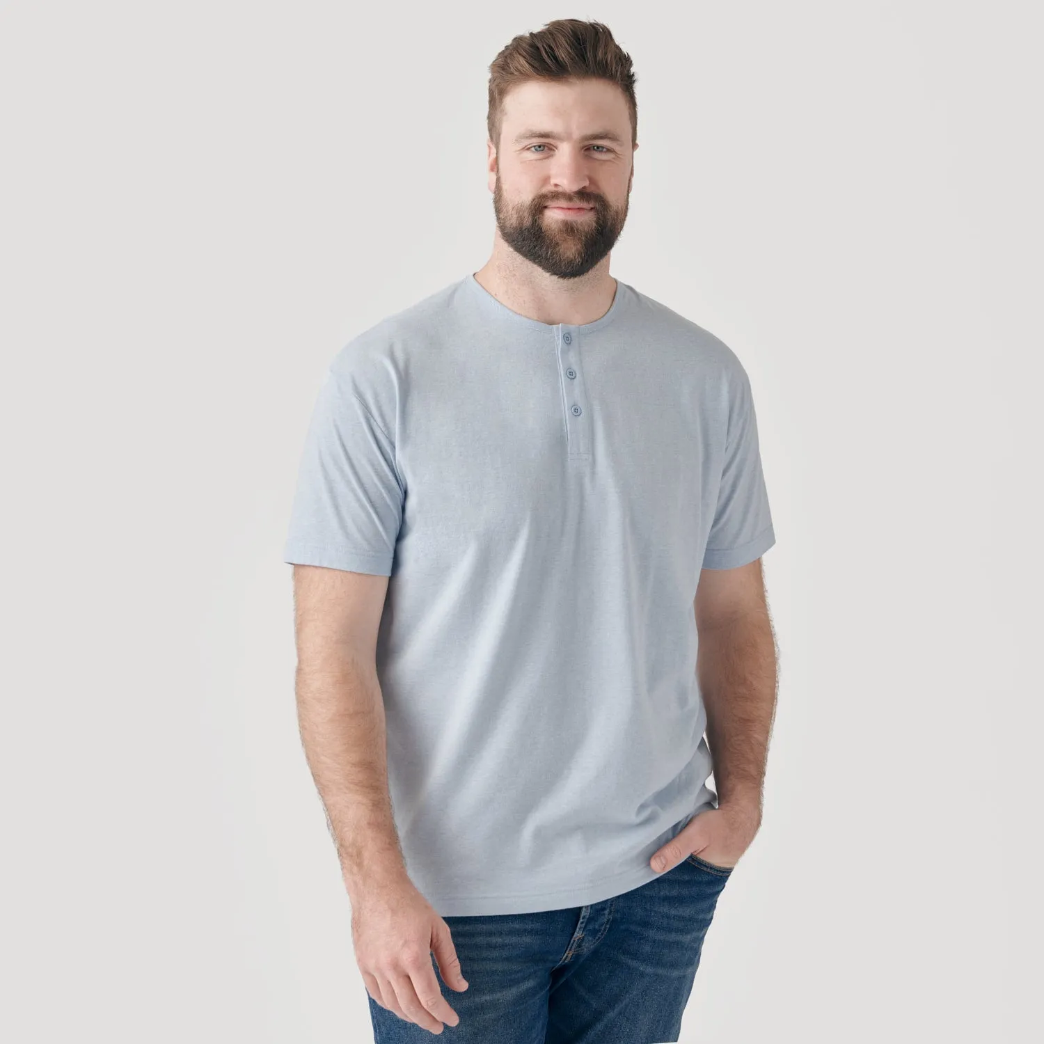 Heather Pale Blue Short Sleeve Henley sold by True Classic product image thumbnail 4