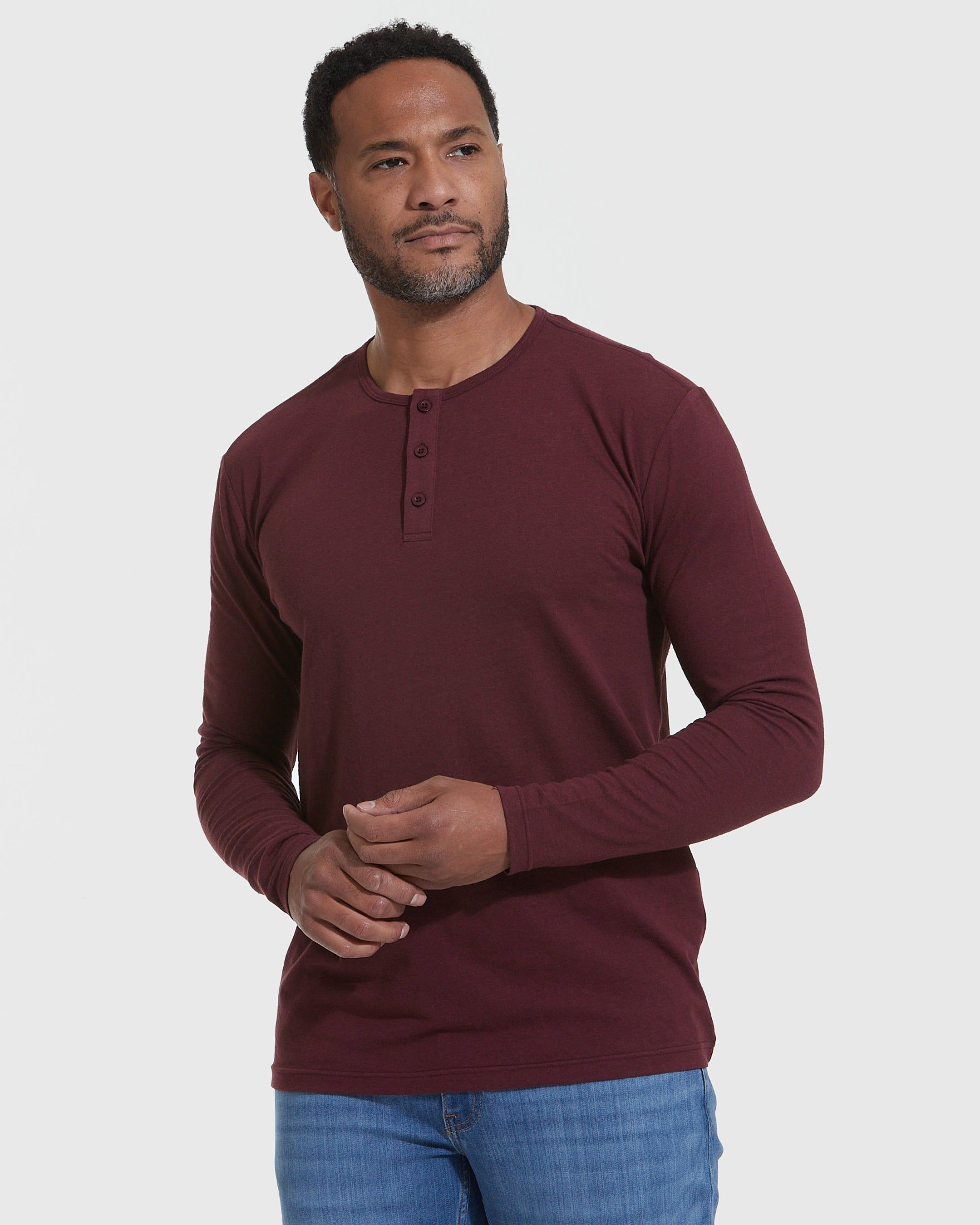 Mahogany Long Sleeve Henley sold by True Classic product image thumbnail 3