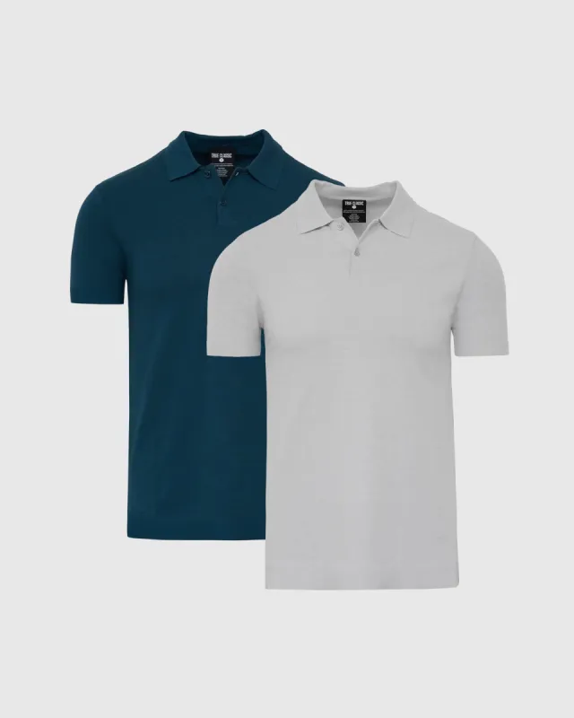 Cool Short Sleeve Sweater Polo Starter 2-Pack sold by True Classic