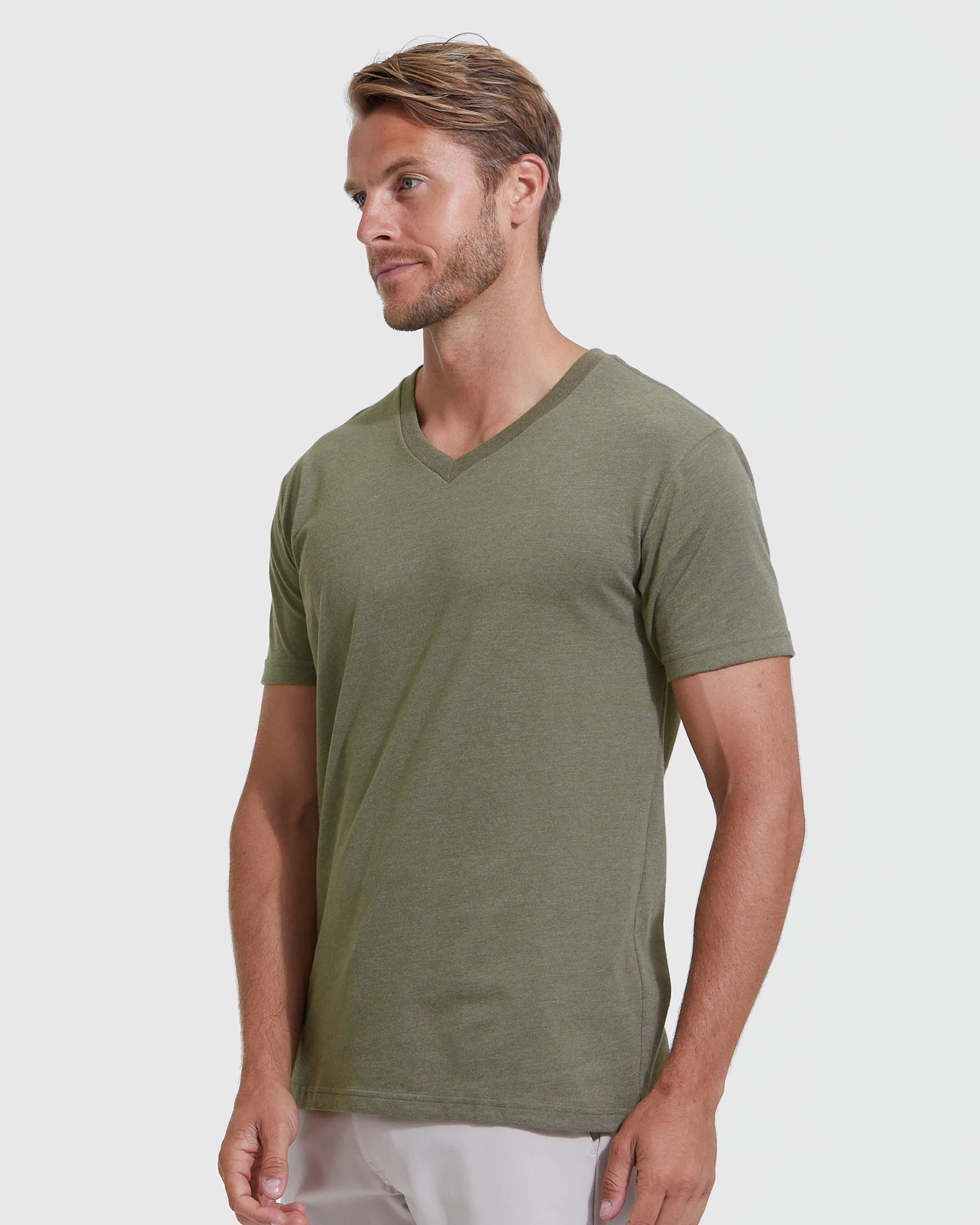Heather Military Green Classic V-Neck sold by True Classic product image thumbnail 3