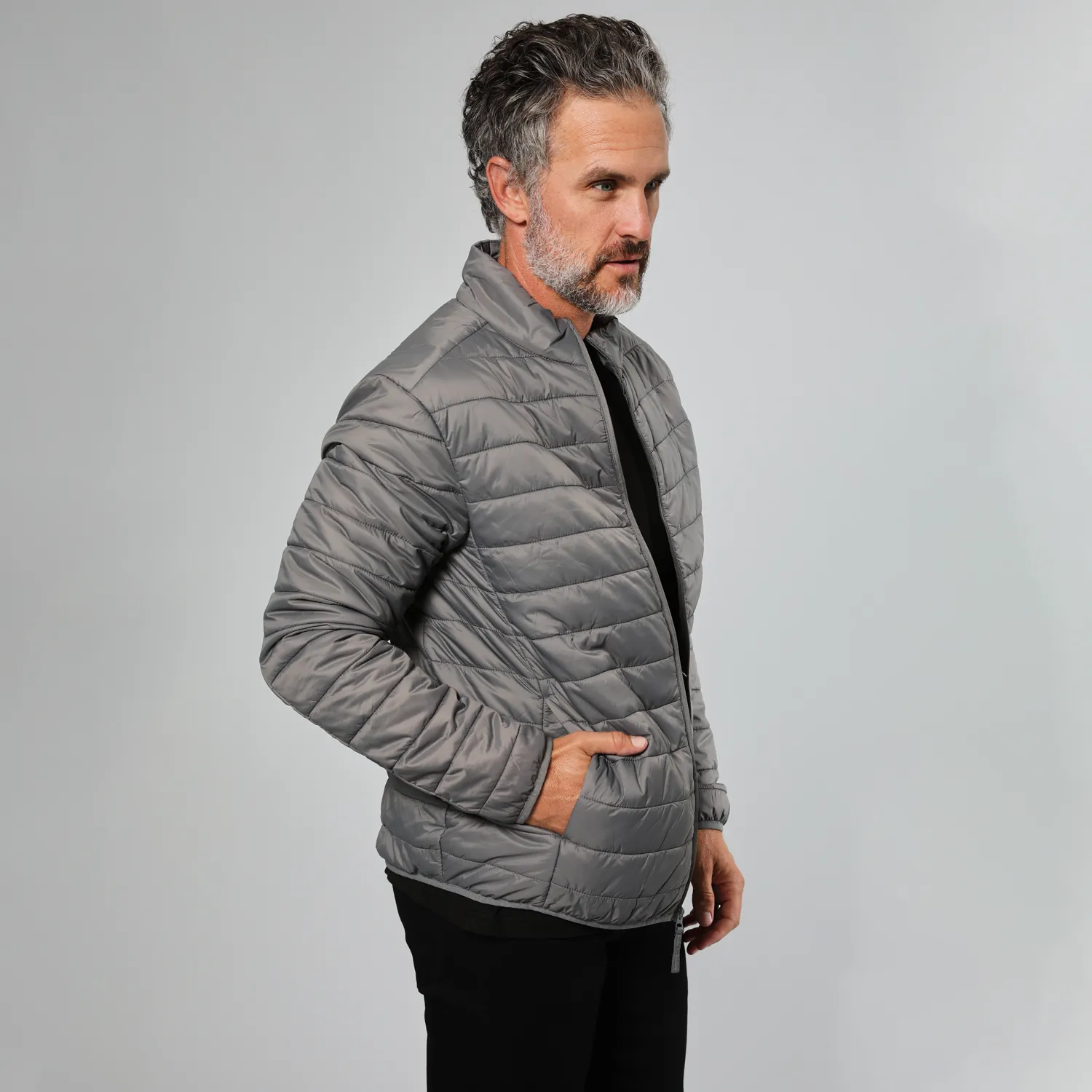 Gun Metal Quilted Puffer Jacket sold by True Classic product image thumbnail 5