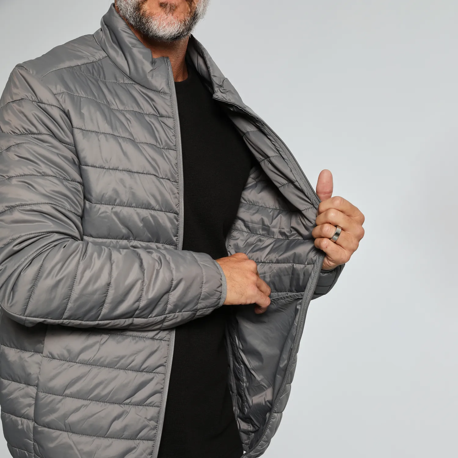 Gun Metal Quilted Puffer Jacket sold by True Classic product image thumbnail 4