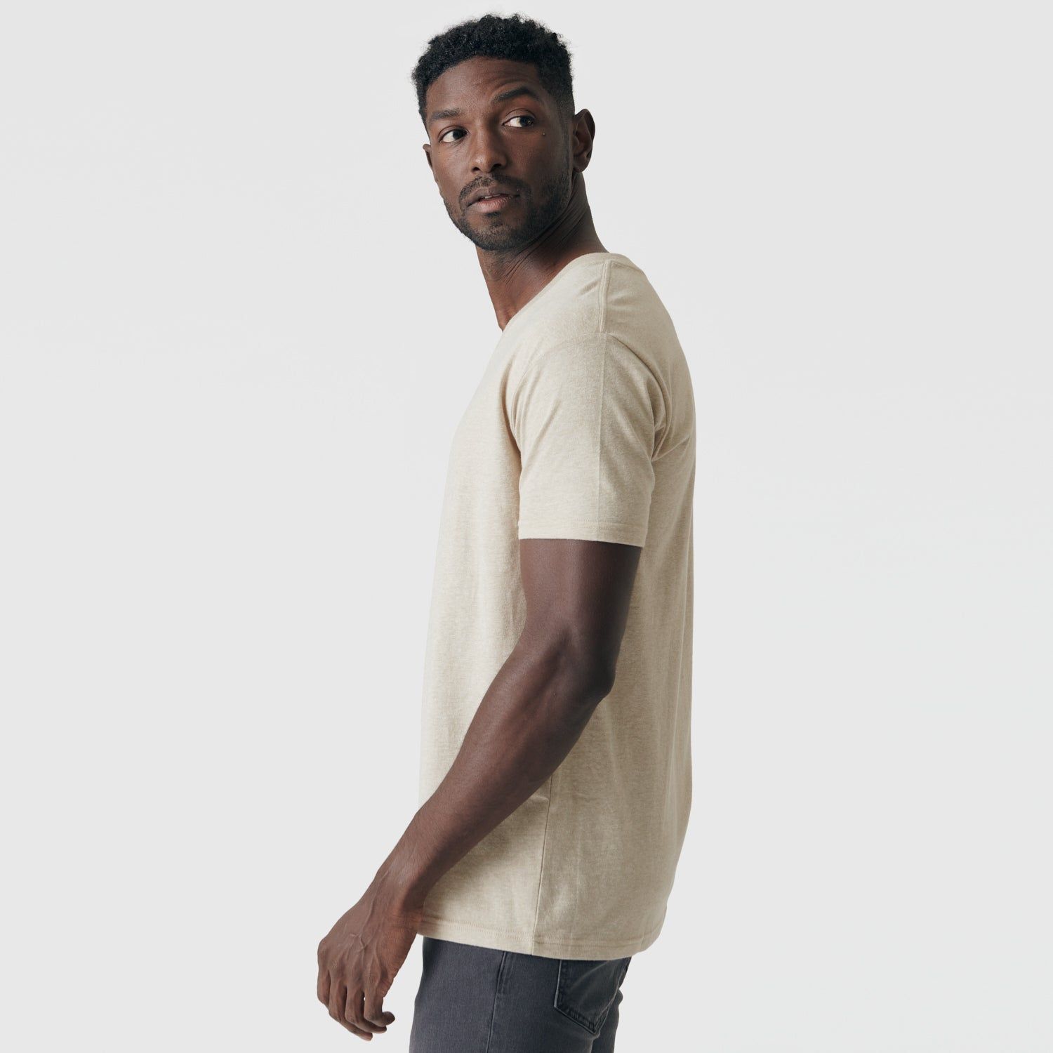 Heather Light Khaki V-Neck Tee sold by True Classic product image thumbnail 4