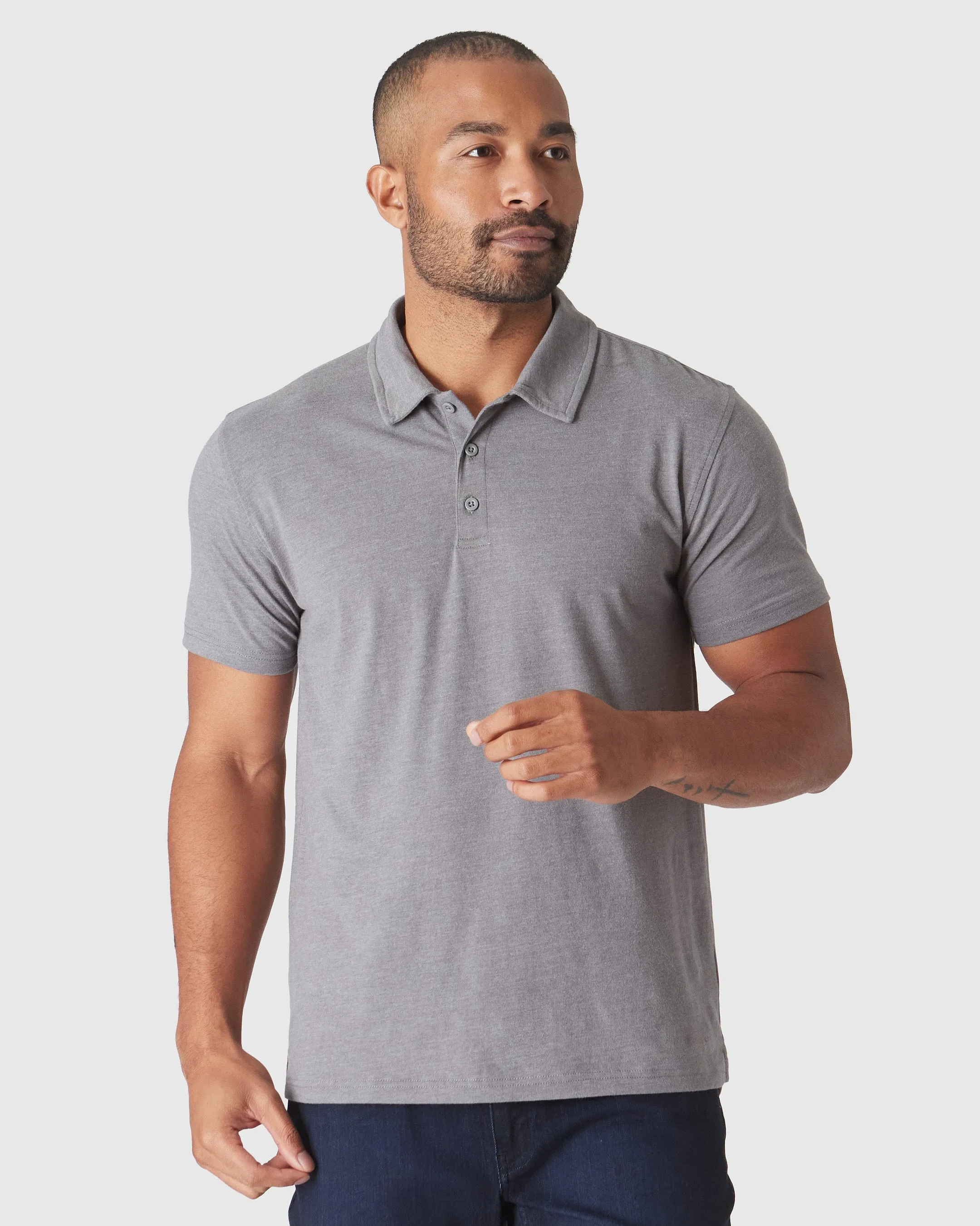 Heather Graphite Short Sleeve Polo sold by True Classic