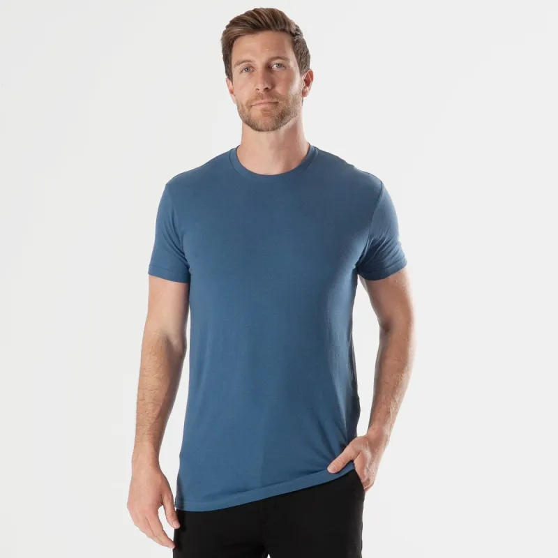 Stone Blue Tall Straight Hem Crew Neck T-Shirt sold by True Classic