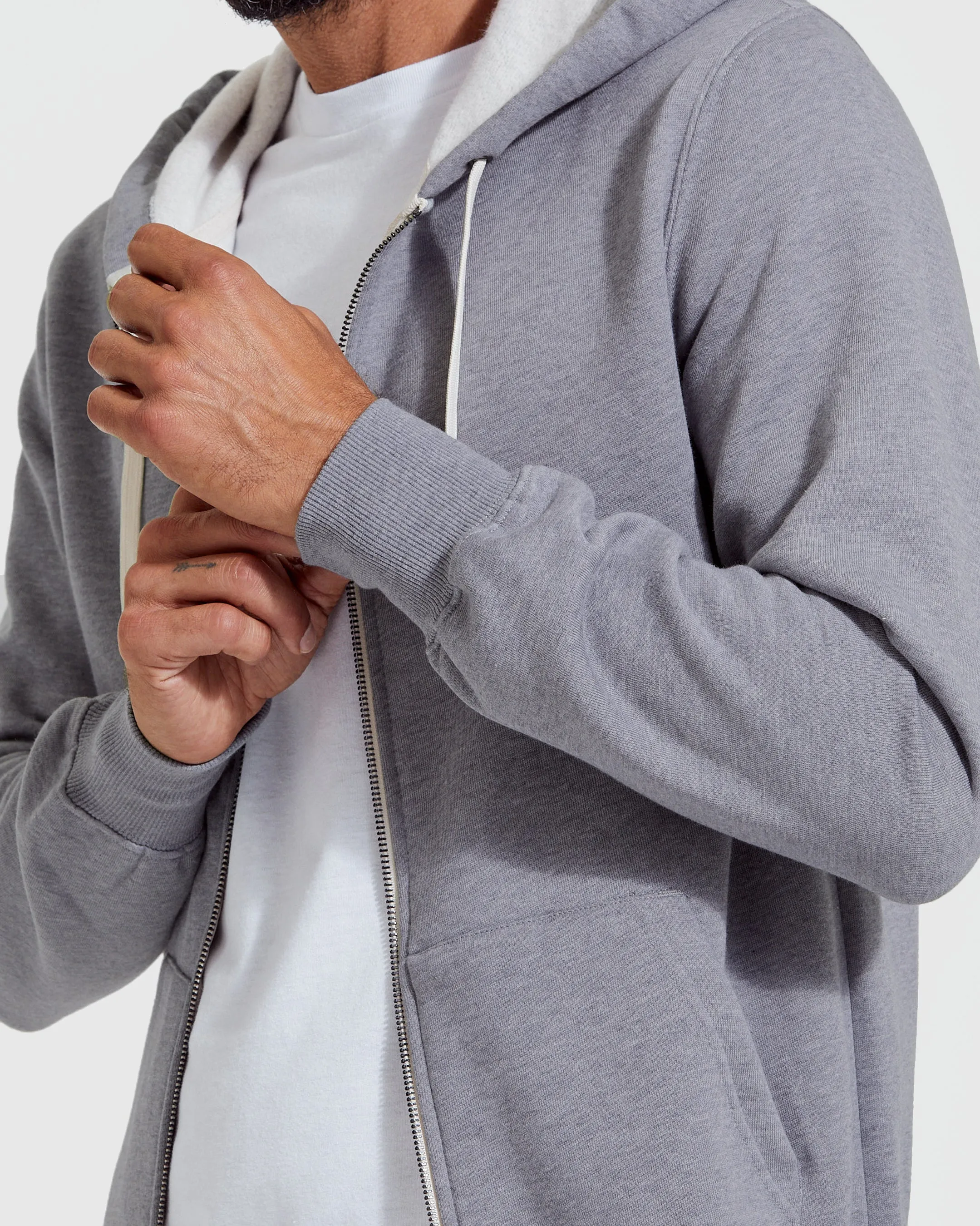 Heather Gray Fleece French Terry Zip Hoodie sold by True Classic product image thumbnail 5
