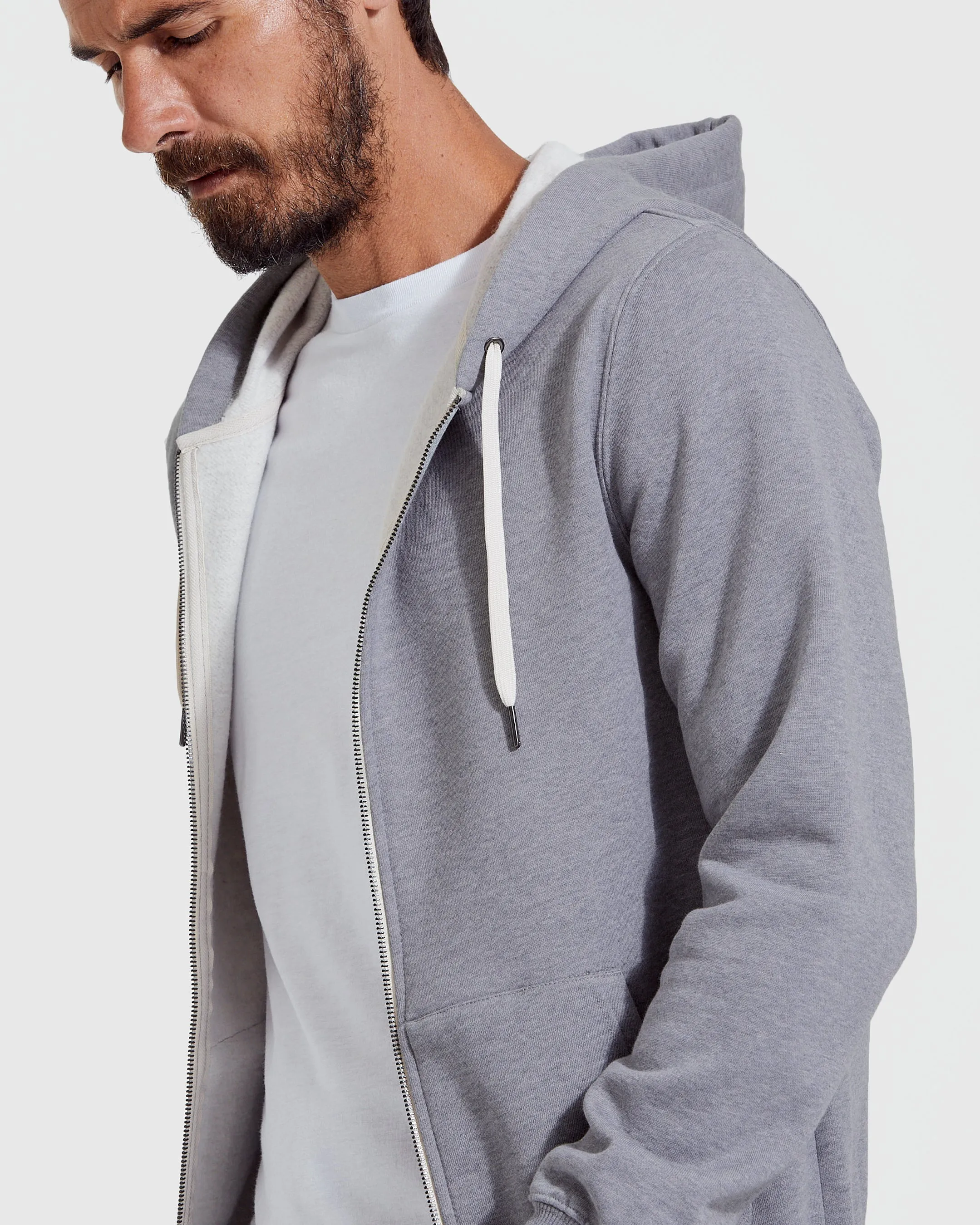 Heather Gray Fleece French Terry Zip Hoodie sold by True Classic product image thumbnail 3