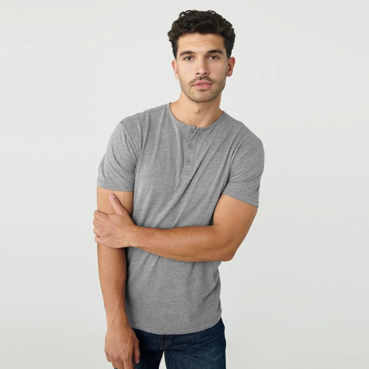 Heather Gray Short Sleeve Henley sold by True Classic
