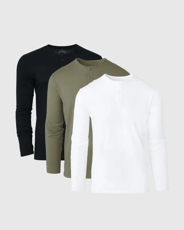 The Staple Classic Long Sleeve Henley 3-Pack sold by True Classic