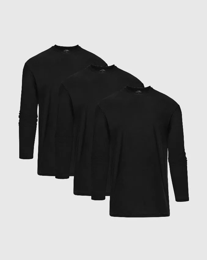 All Black Active Long Sleeve Crew T-Shirt 3-Pack sold by True Classic