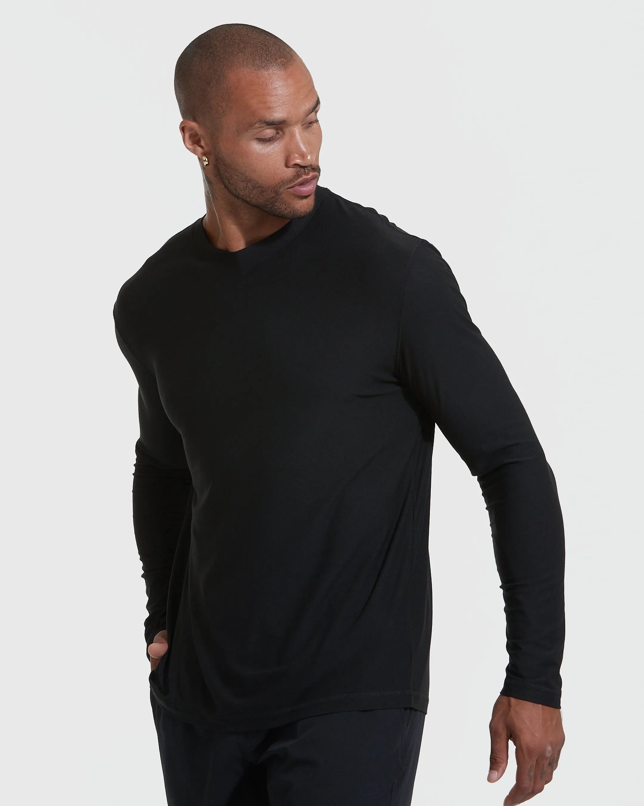 All Black Active Long Sleeve Crew T-Shirt 3-Pack sold by True Classic product image thumbnail 3