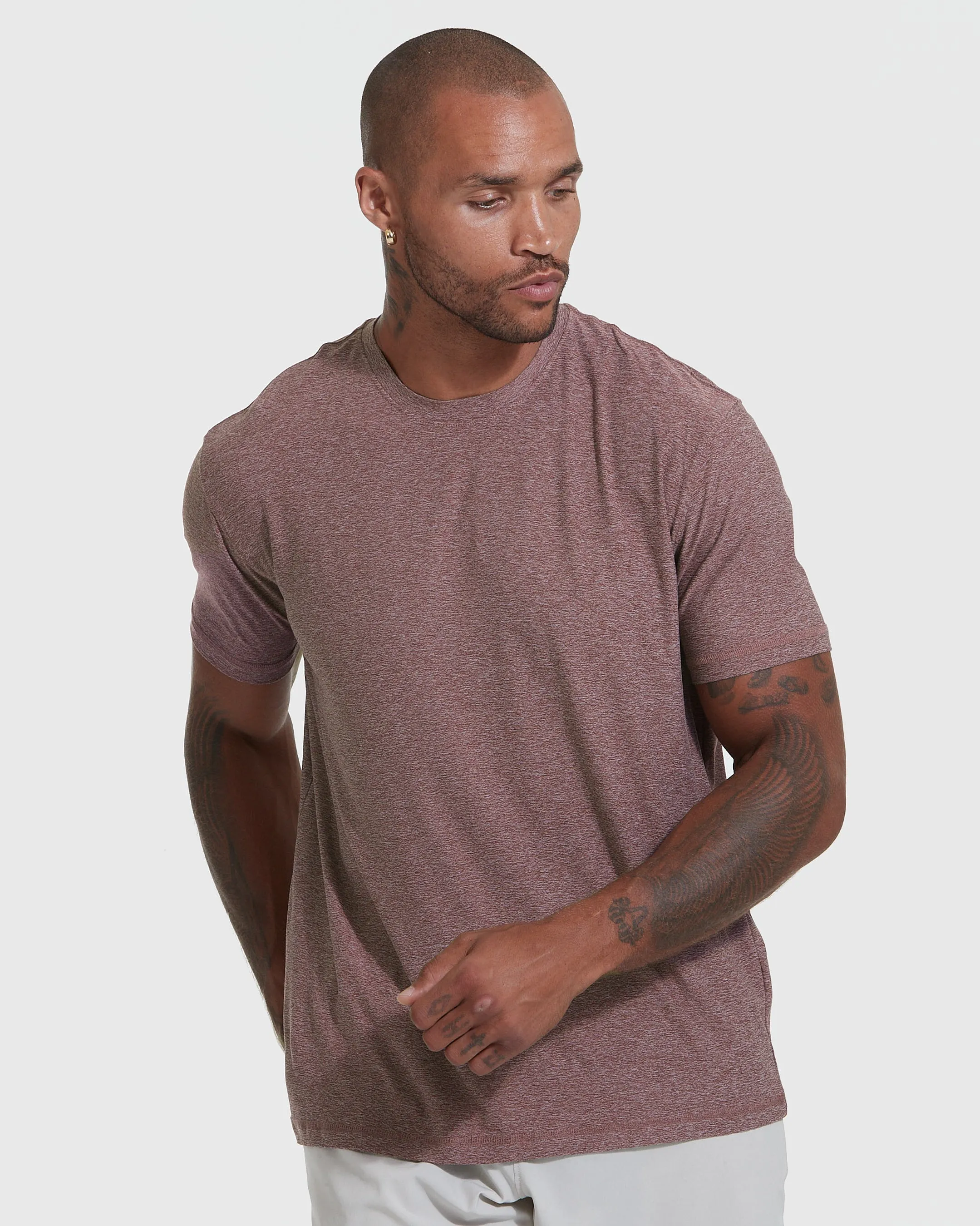 Heather Burgundy Active Crew Neck Tee sold by True Classic