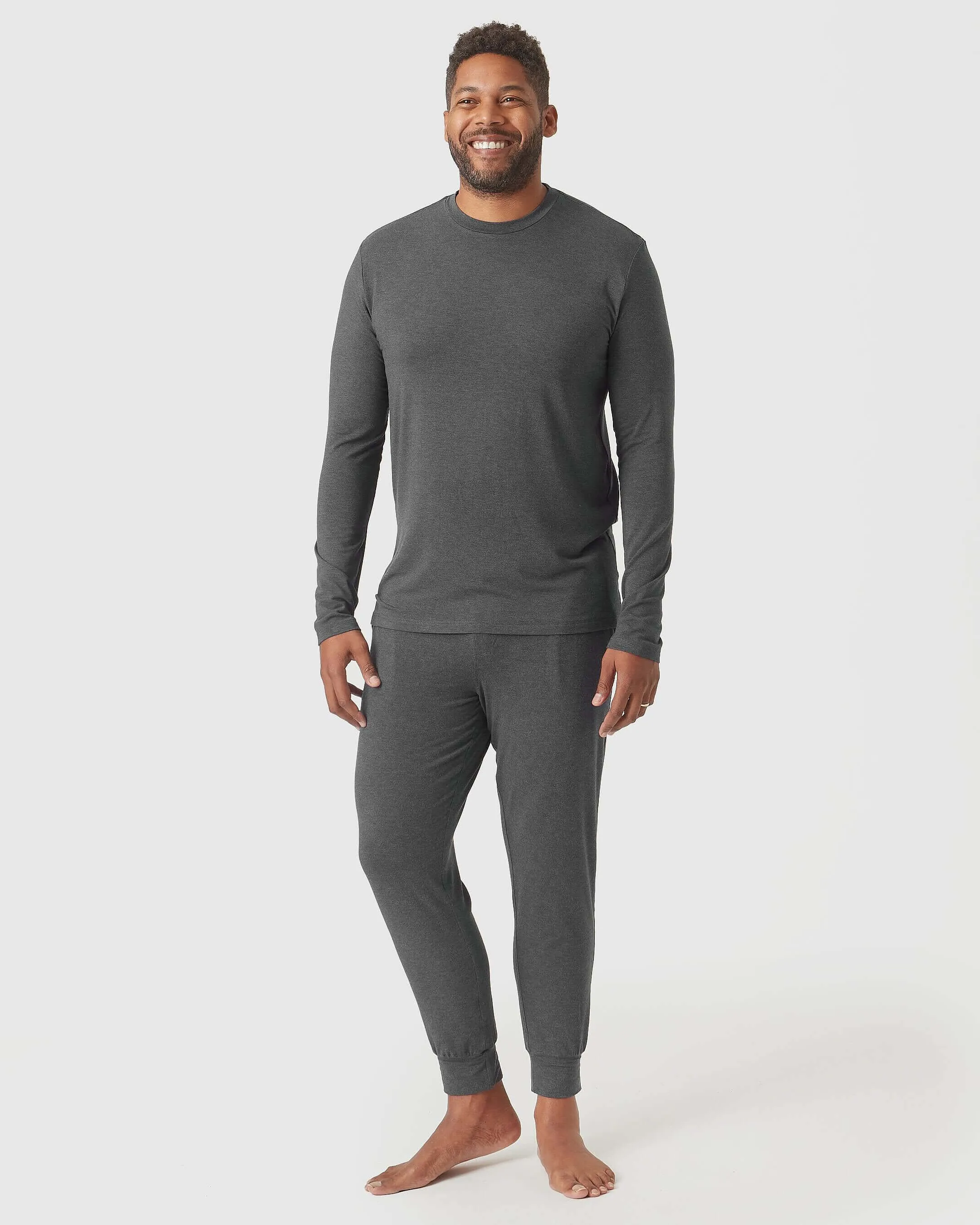 Charcoal Heather Gray Loungewear Long Sleeve Tee And Jogger Set sold by True Classic product image thumbnail 2