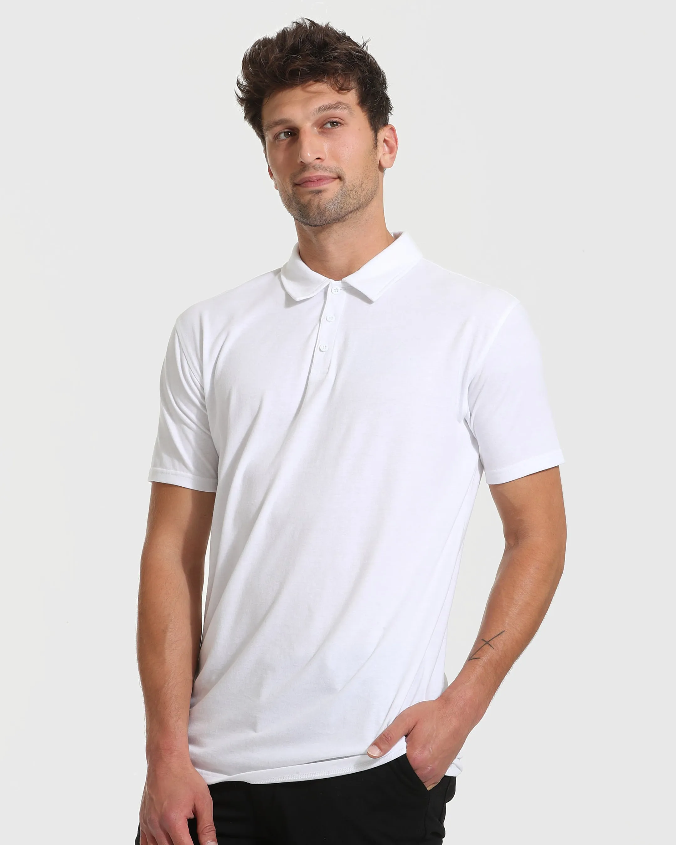 White Short Sleeve Tall Polo sold by True Classic product image thumbnail 3