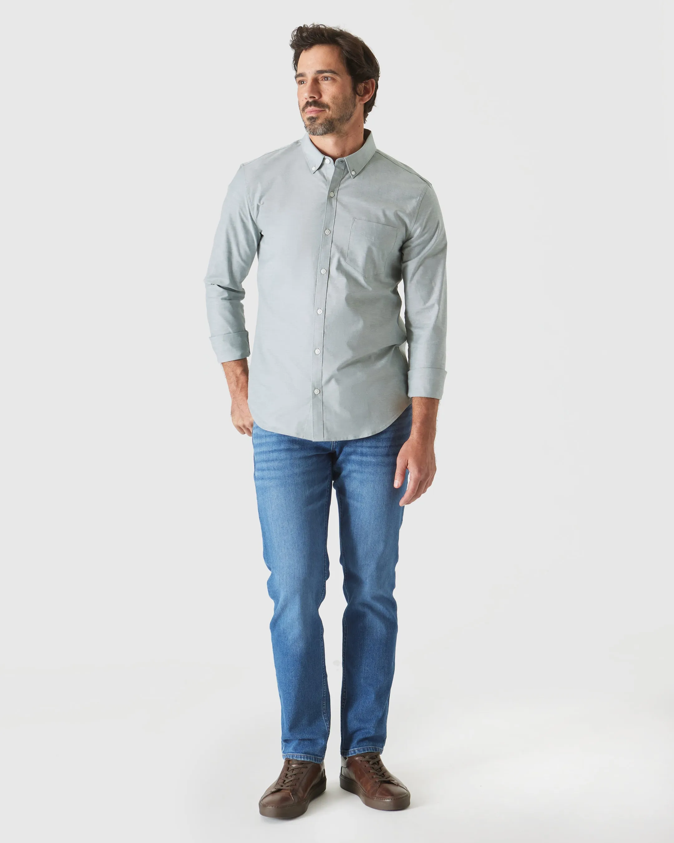 Moss Stretch Oxford Long Sleeve Shirt sold by True Classic product image thumbnail 4