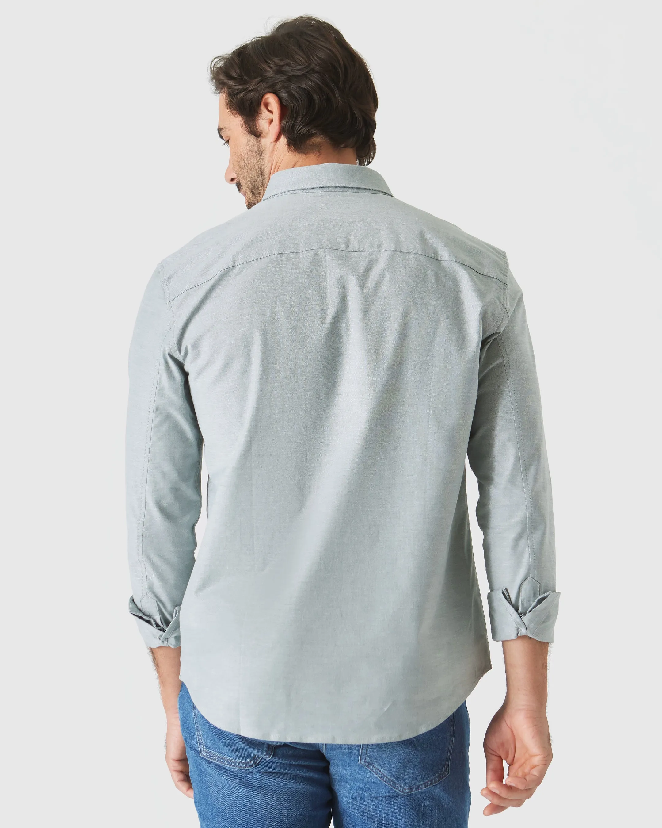 Moss Stretch Oxford Long Sleeve Shirt sold by True Classic product image thumbnail 3